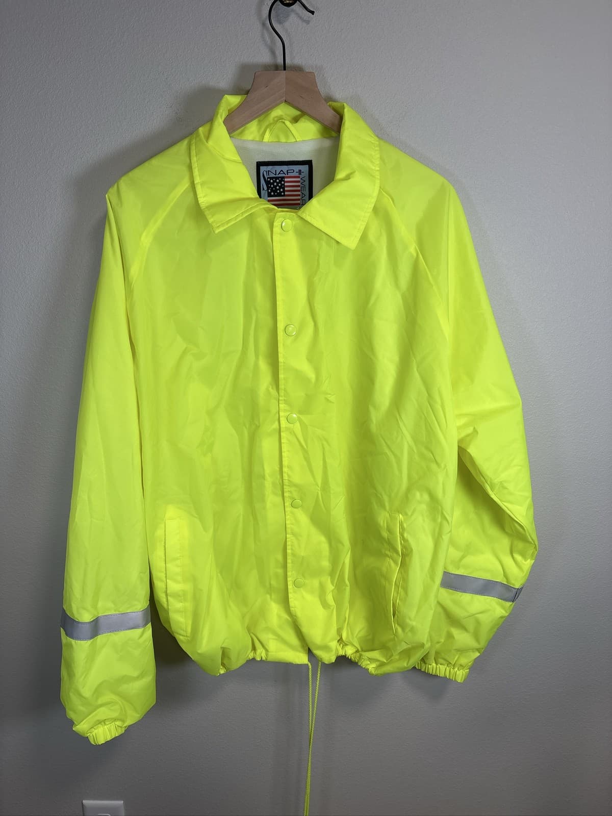 Security High Visibility Windbreaker Jacket Yellow Reflective Men's XL - Thumbnail 2