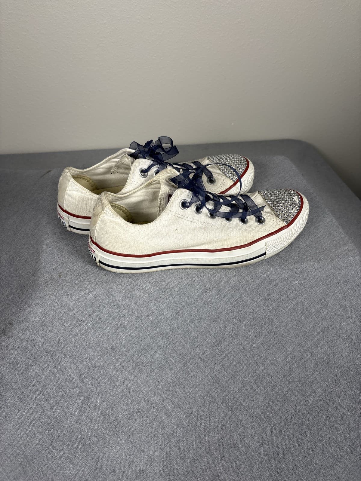Converse Chuck Taylor All Star Low White Custom Rhinestone Embellished Shoes - Thumbnail 3
