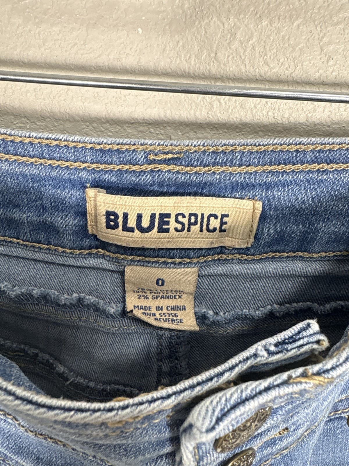 Blue Spice Women Denim Shorts Size 0 Blue Jean Button Fly Shorty - Thumbnail 3