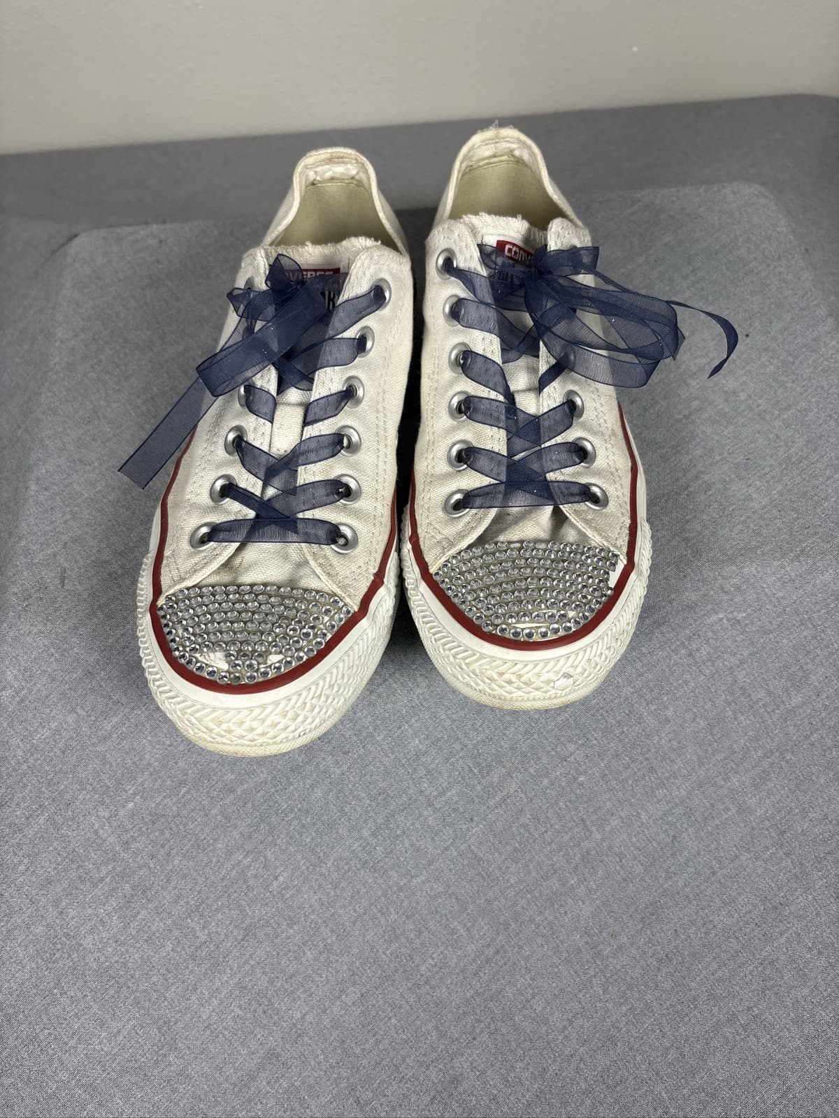 Converse Chuck Taylor All Star Low White Custom Rhinestone Embellished Shoes - Thumbnail 2