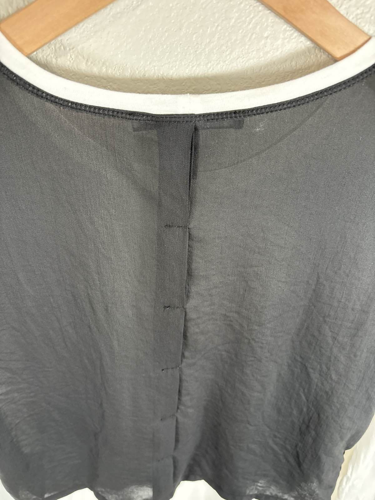 BCBGMAXAZRIA Women's White Black Sheer Long Sleeve Lightweight Top XS - Thumbnail 5