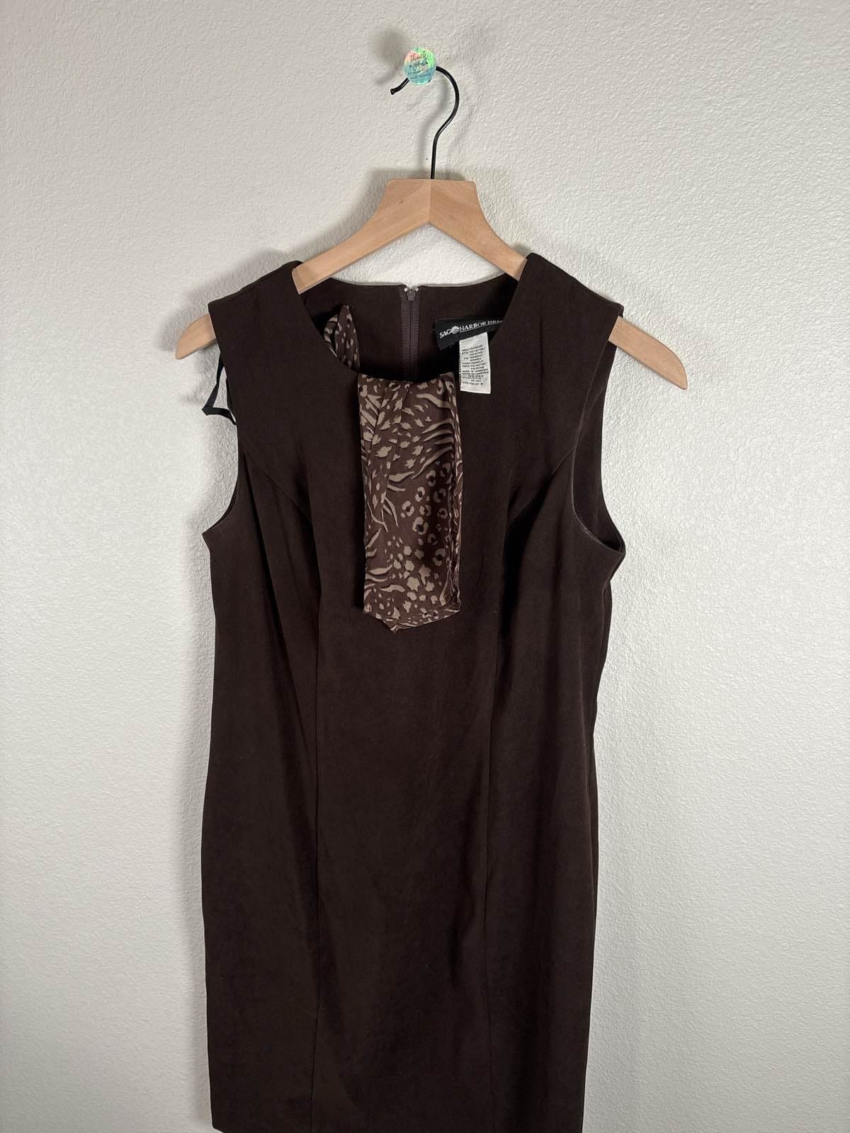 Sag Harbor Women's Brown Animal Print Sleeveless Sheath Dress 8 - Thumbnail 5
