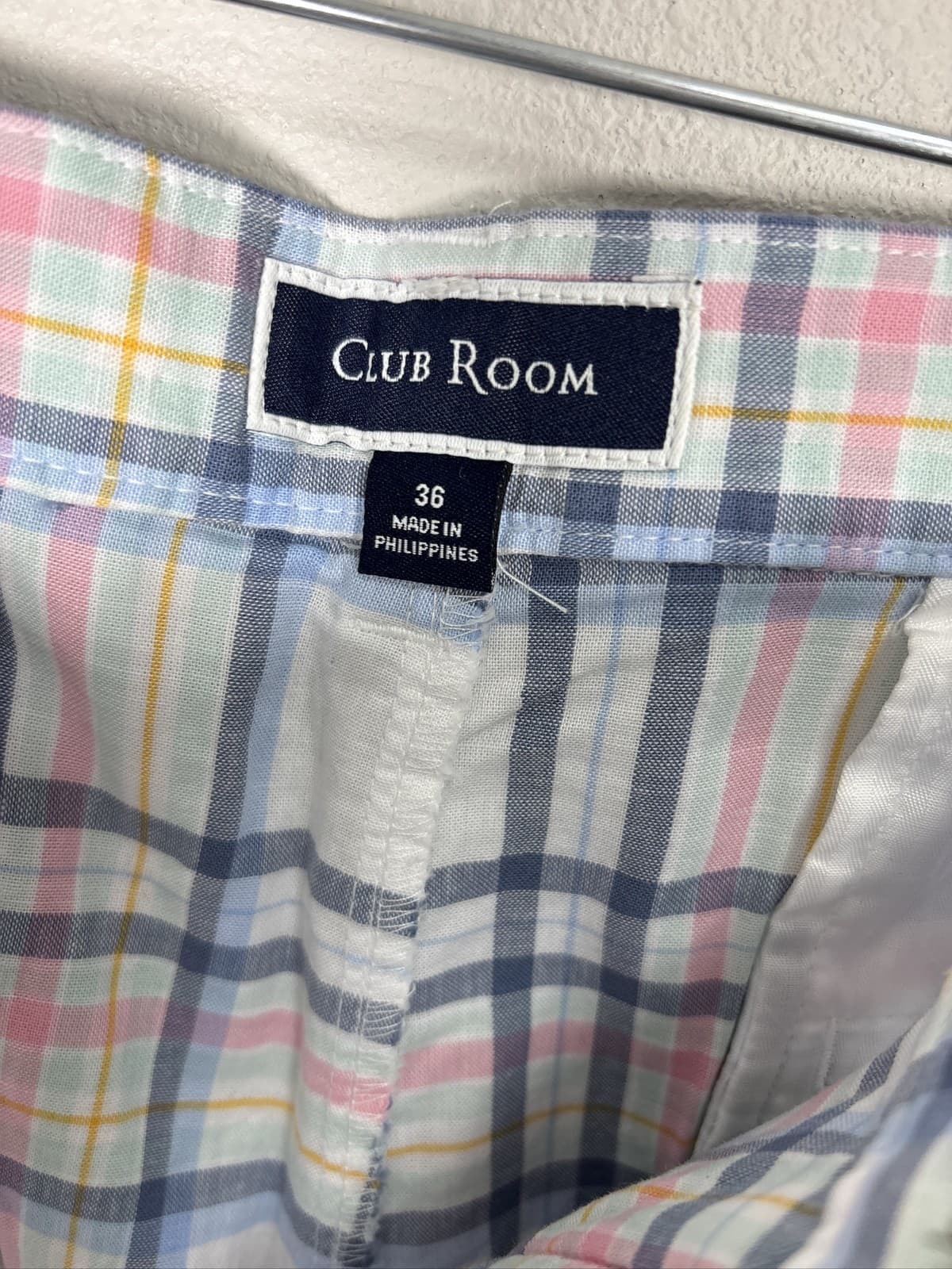 Club Room Men's 36 Shorts Plaid Pastel Multicolor Flat Front Cotton - Thumbnail 3