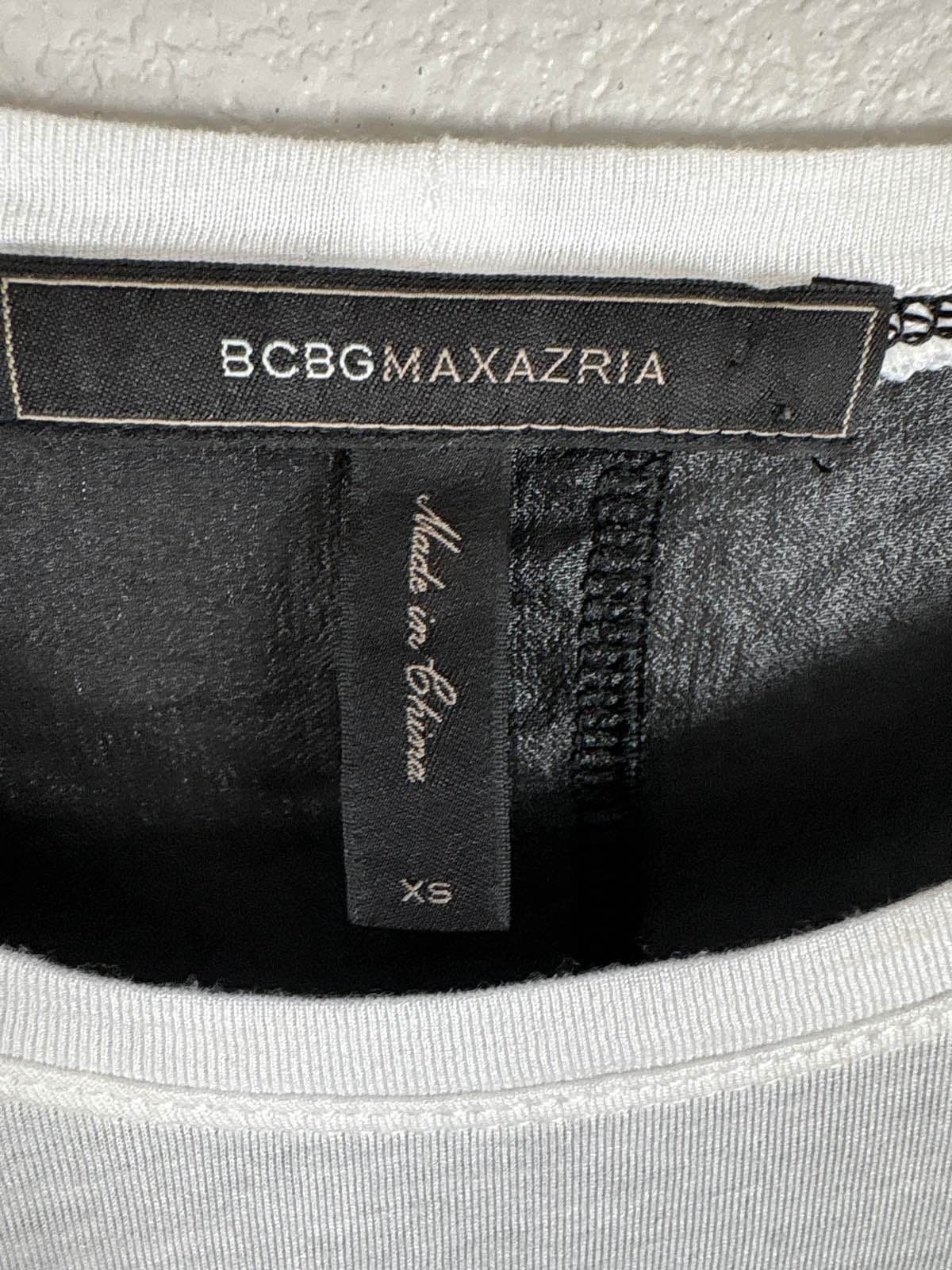 BCBGMAXAZRIA Women's White Black Sheer Long Sleeve Lightweight Top XS - Thumbnail 3