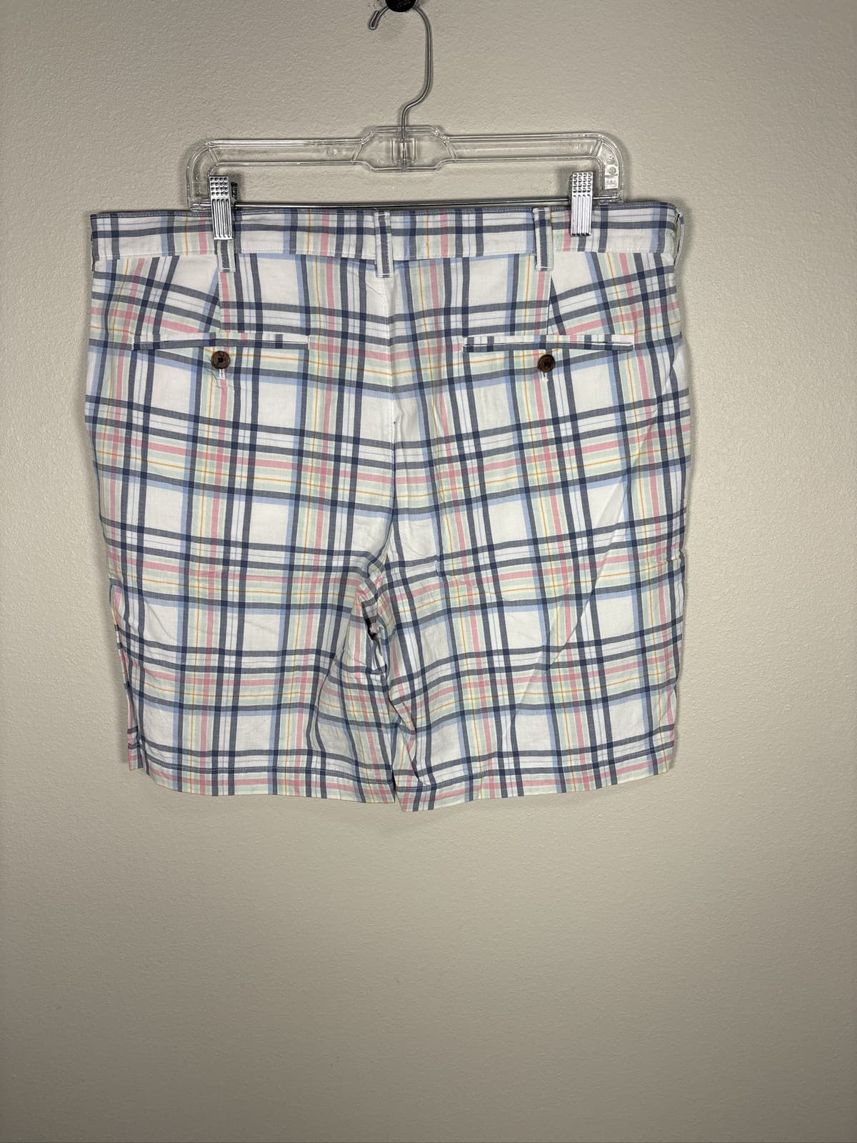 Club Room Men's 36 Shorts Plaid Pastel Multicolor Flat Front Cotton - Thumbnail 2