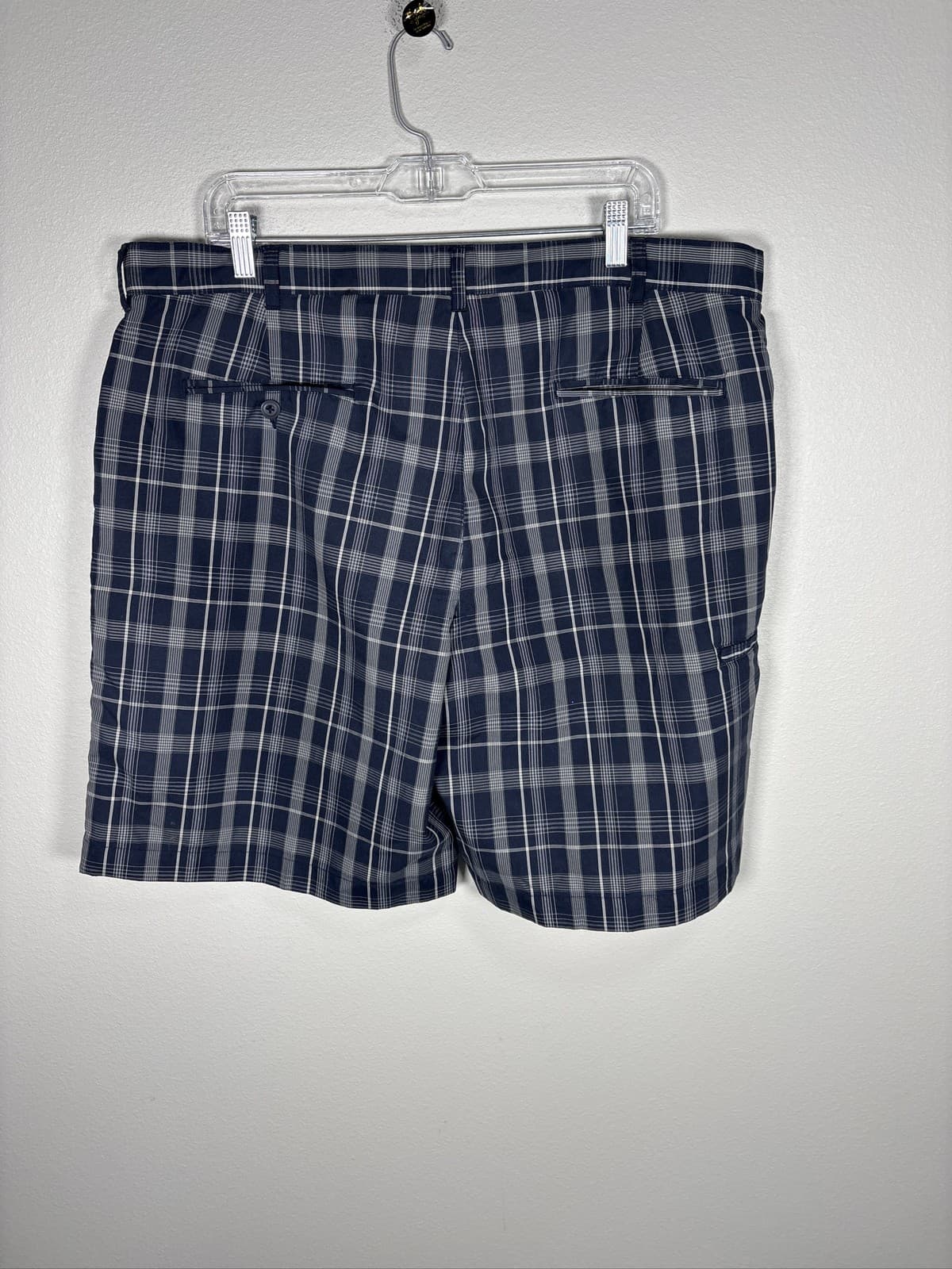 Champions Tour Men Golf Shorts 40 Navy Blue Plaid Performance Flat Front - Thumbnail 2