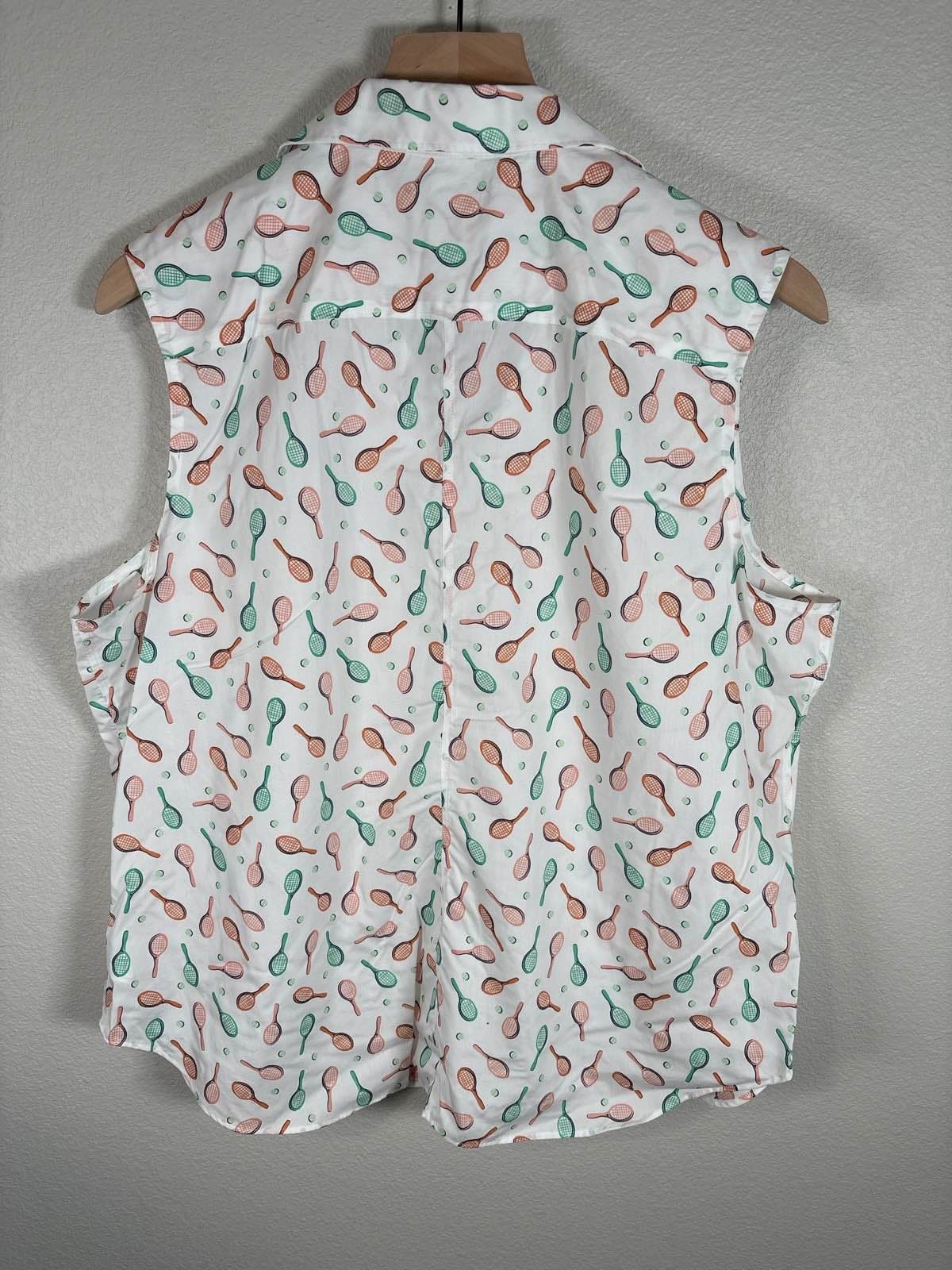 Lands' End 18P No Iron Supima Sleeveless Tennis Shirt - Thumbnail 4