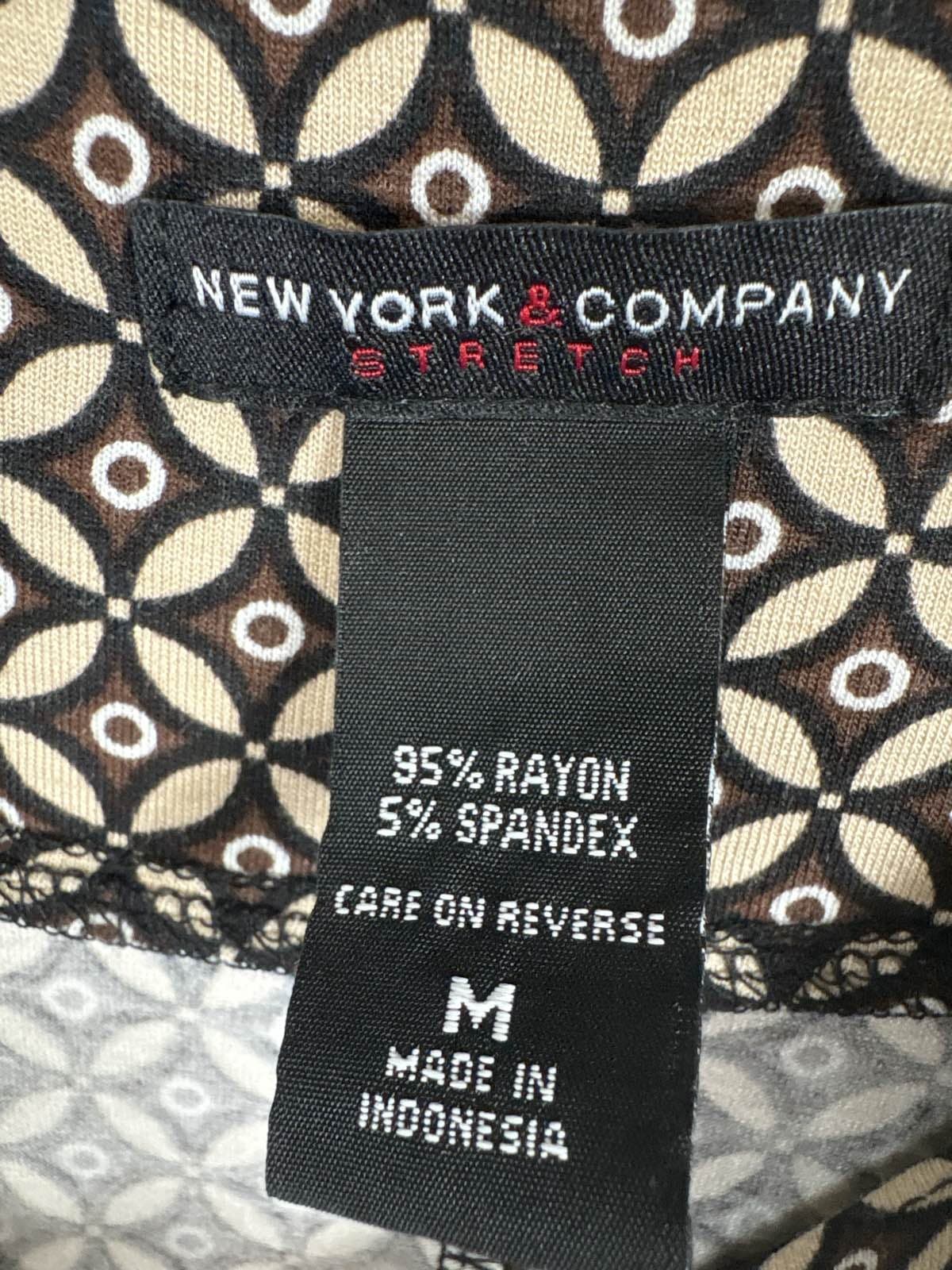 New York & Co. Womens Black Beige Geometric Pull On Midi Skirt M - Thumbnail 2