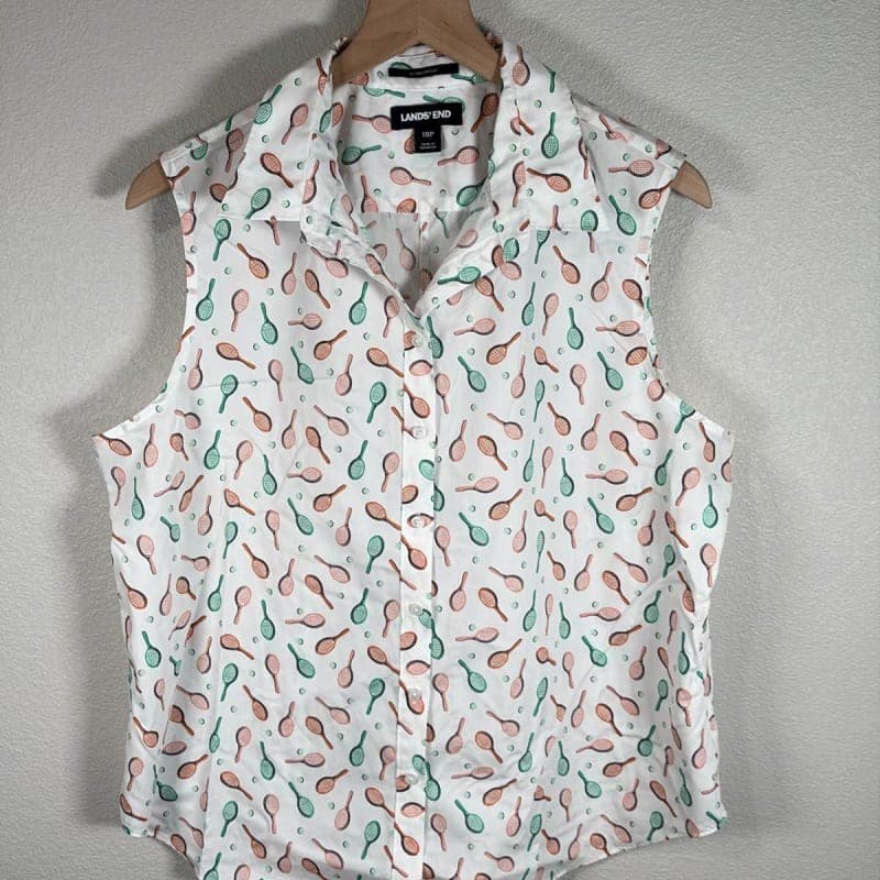 Lands' End 18P No Iron Supima Sleeveless Tennis Shirt
