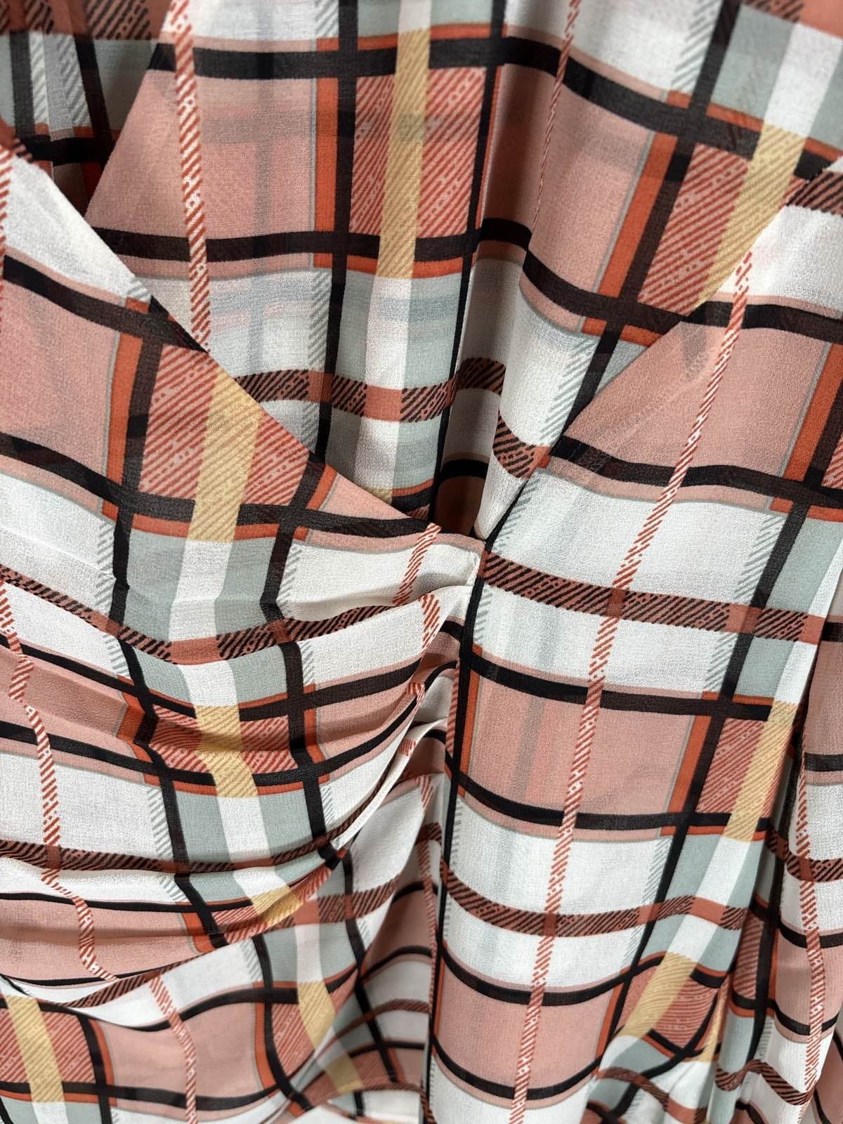 Cabi The Whist Blouse #6295 M Plaid Faux Wrap Long Sleeve Top - Thumbnail 5