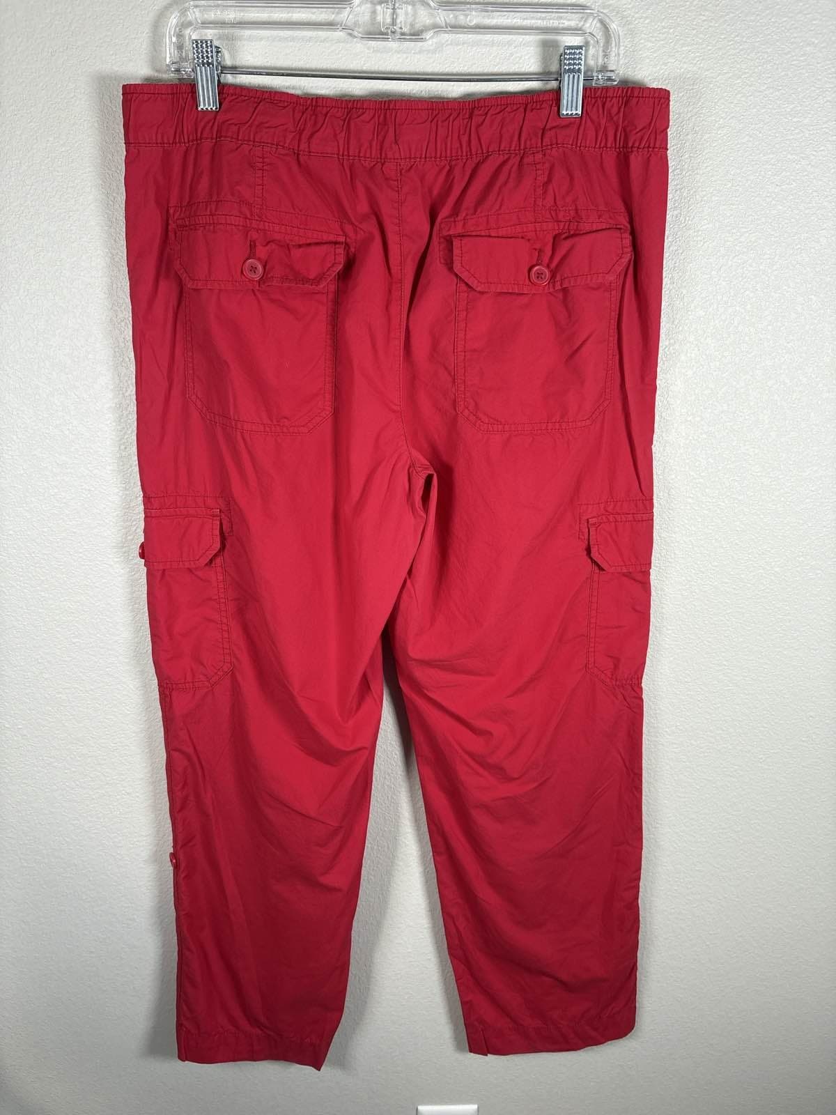 JOE'S Women's Red Cargo Pants Drawstring Elastic Waist Trousers 10 - Thumbnail 5