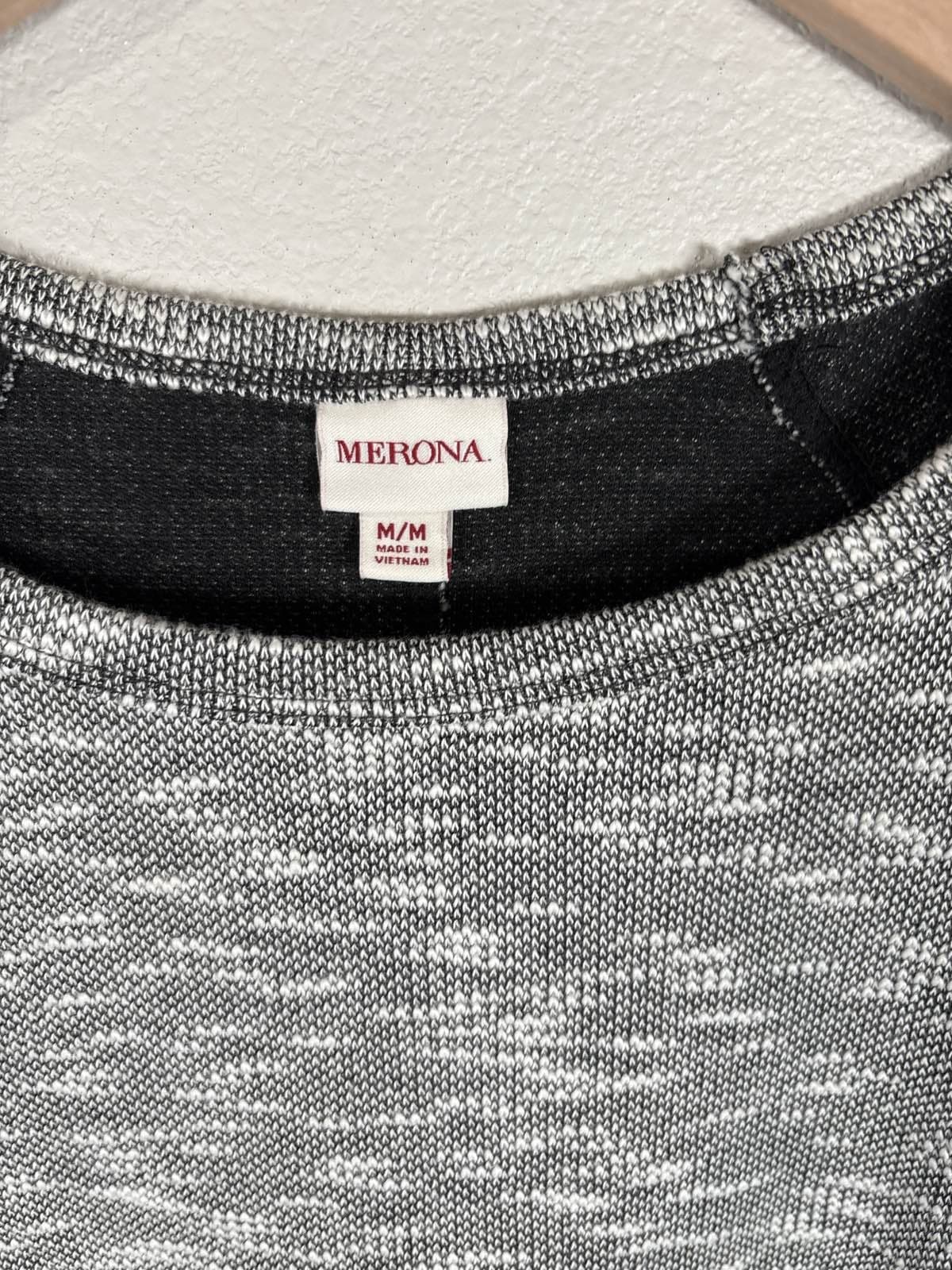 Merona Women's M Gray Marled Knit Sweater Dress 3/4 Sleeve Shift - Thumbnail 2