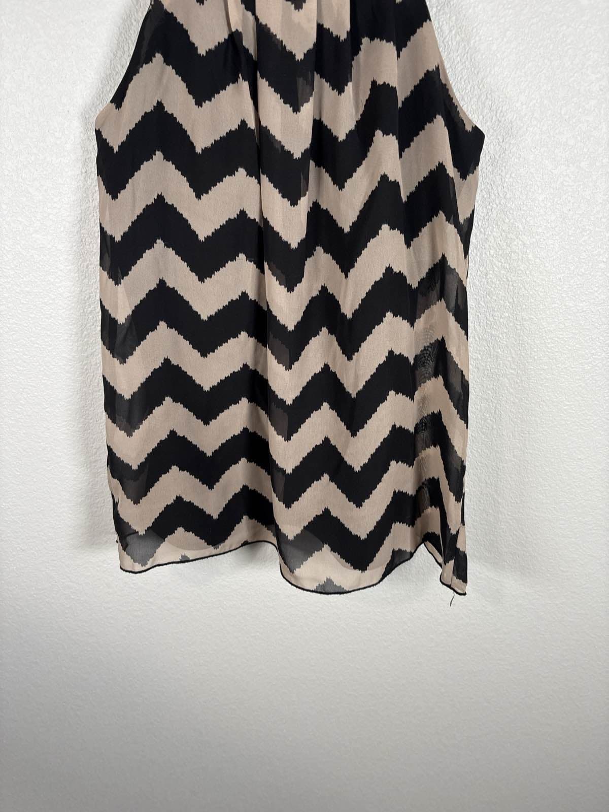 BCX Women's Black Tan Chevron Sleeveless Blouse Top S - Thumbnail 2