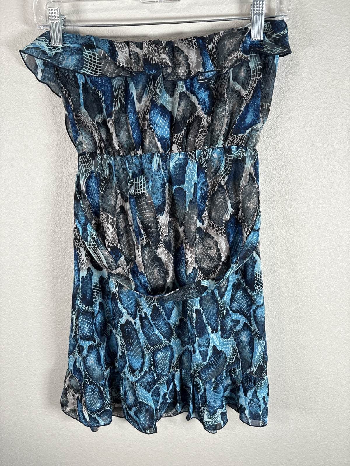 Apricot Lane Collection Women's M Blue Abstract Print Pleated Tube top - Thumbnail 5