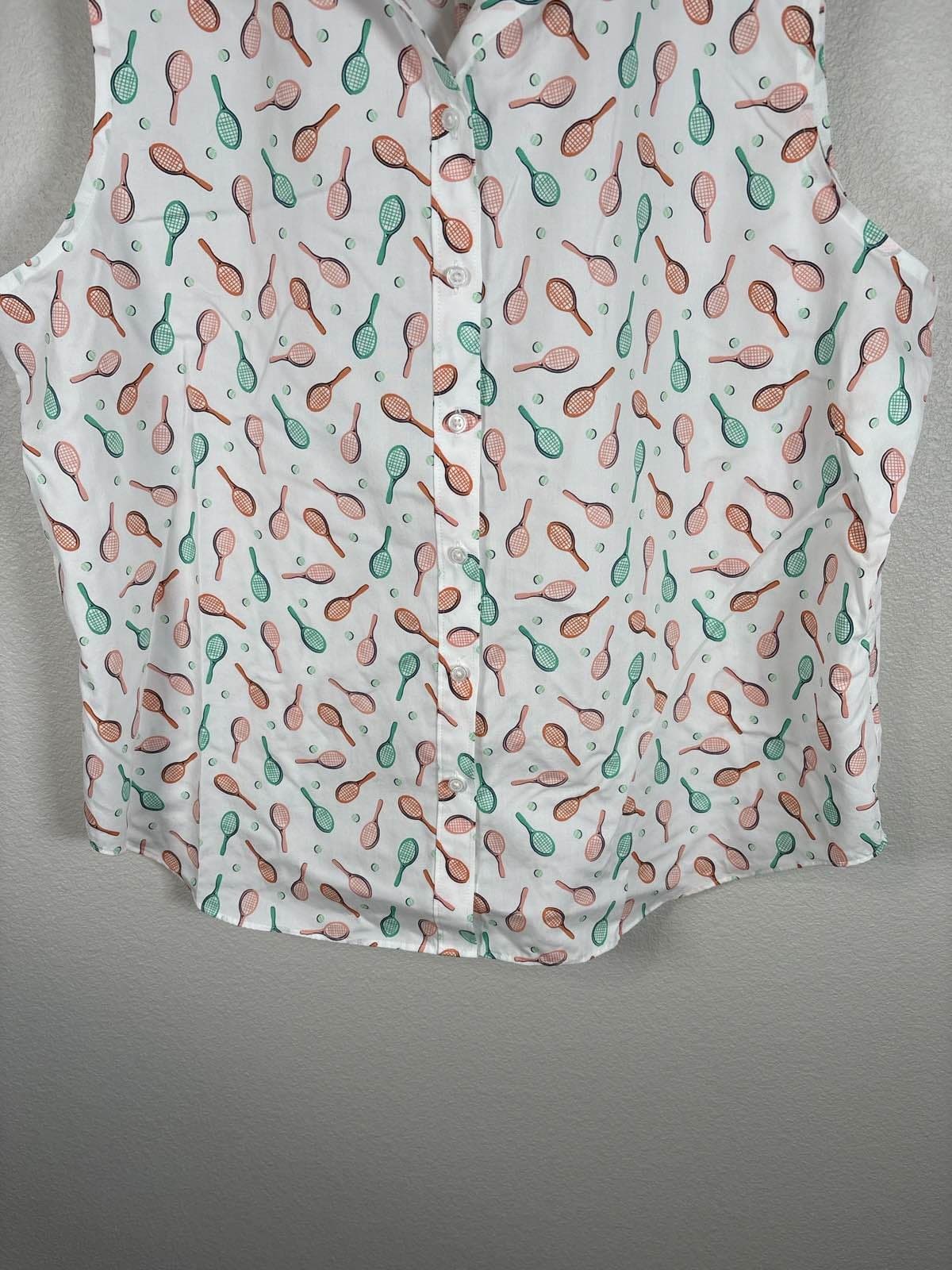 Lands' End 18P No Iron Supima Sleeveless Tennis Shirt - Thumbnail 3