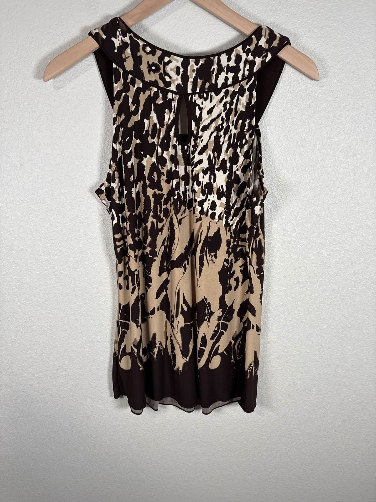 Maurices Women's M Animal Print Sleeveless Blouse Brown Beige - Thumbnail 4