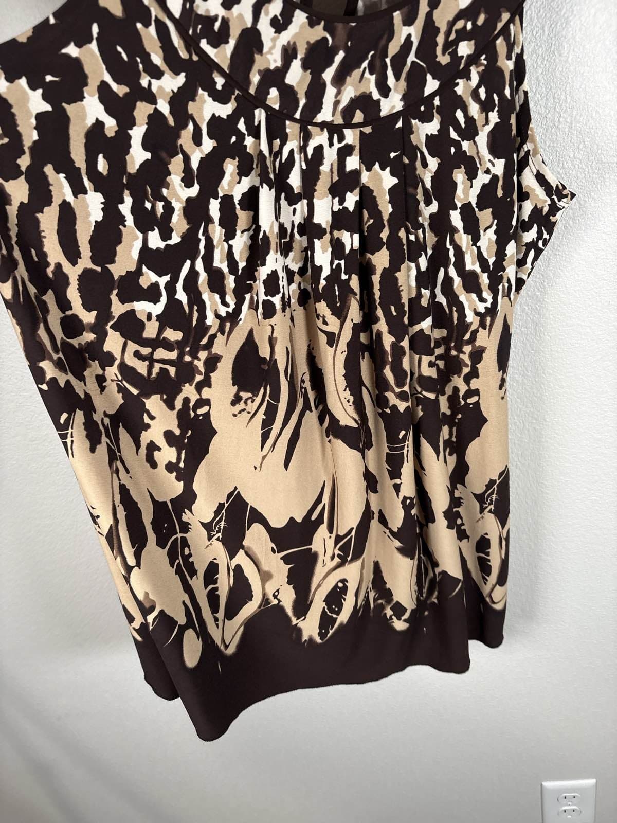 Maurices Women's M Animal Print Sleeveless Blouse Brown Beige - Thumbnail 2