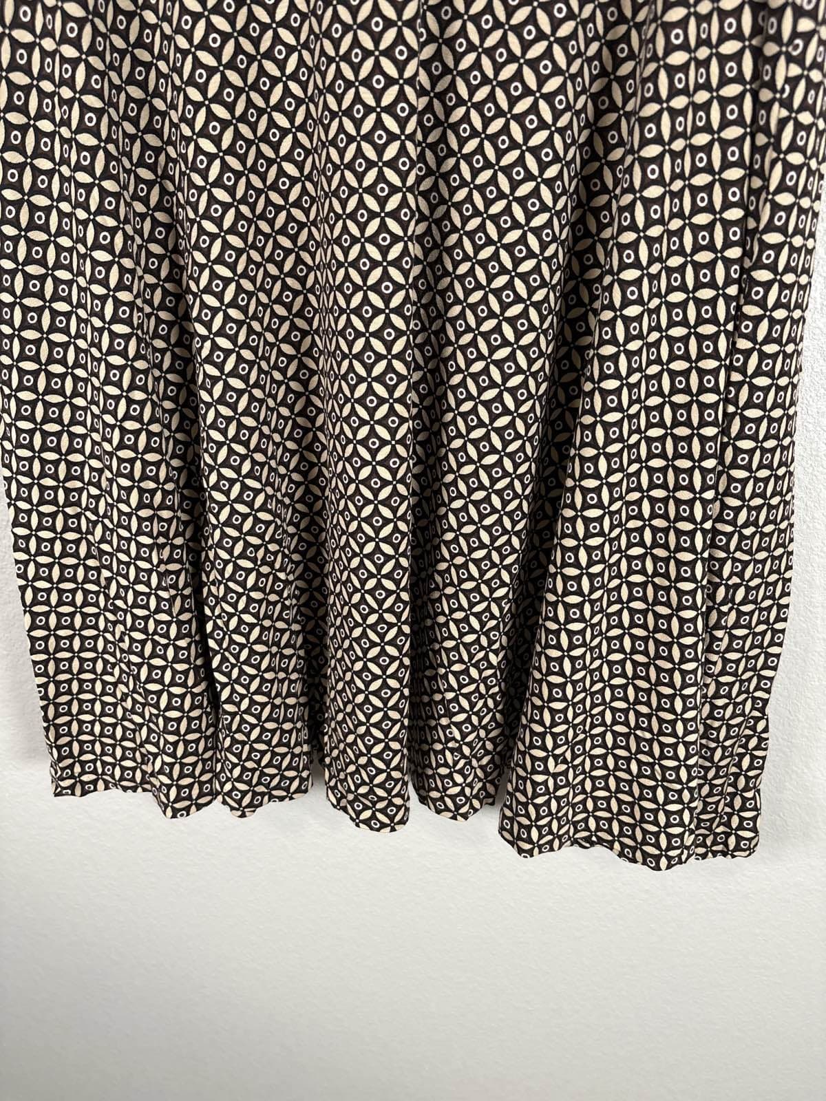 New York & Co. Womens Black Beige Geometric Pull On Midi Skirt M - Thumbnail 3