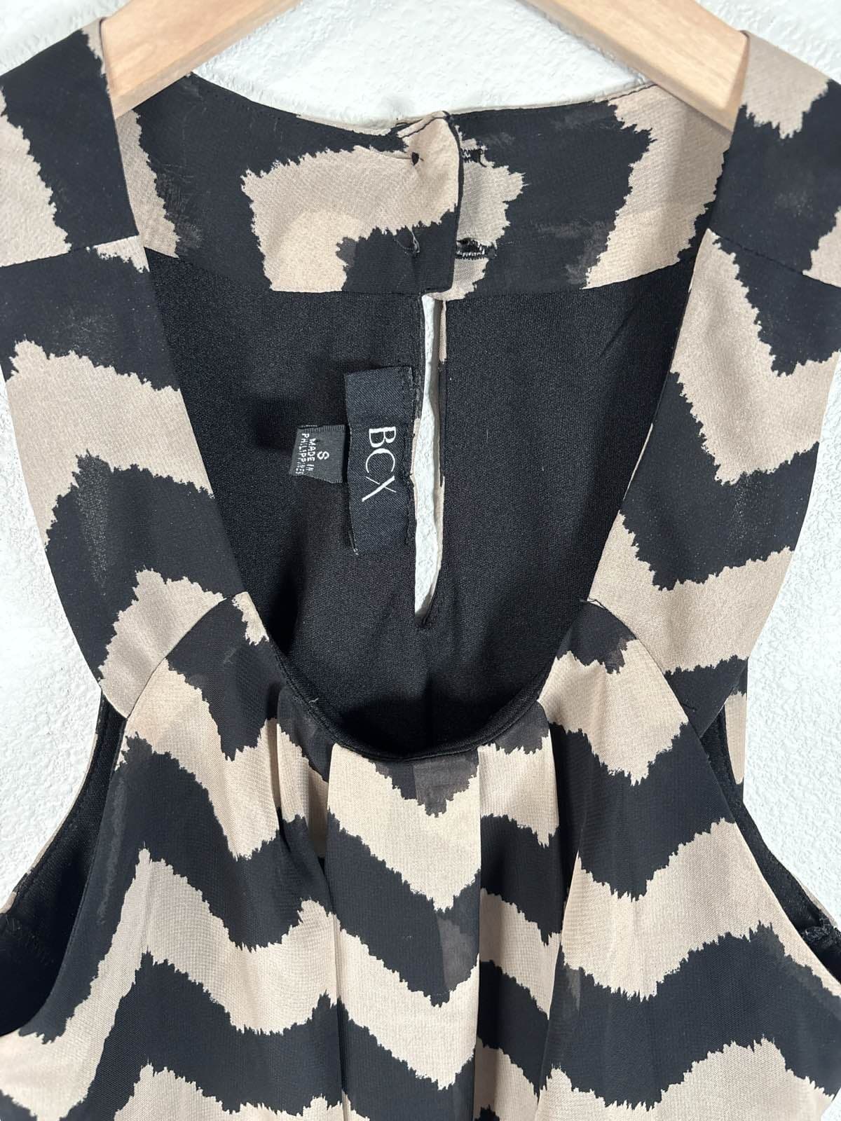 BCX Women's Black Tan Chevron Sleeveless Blouse Top S - Thumbnail 3