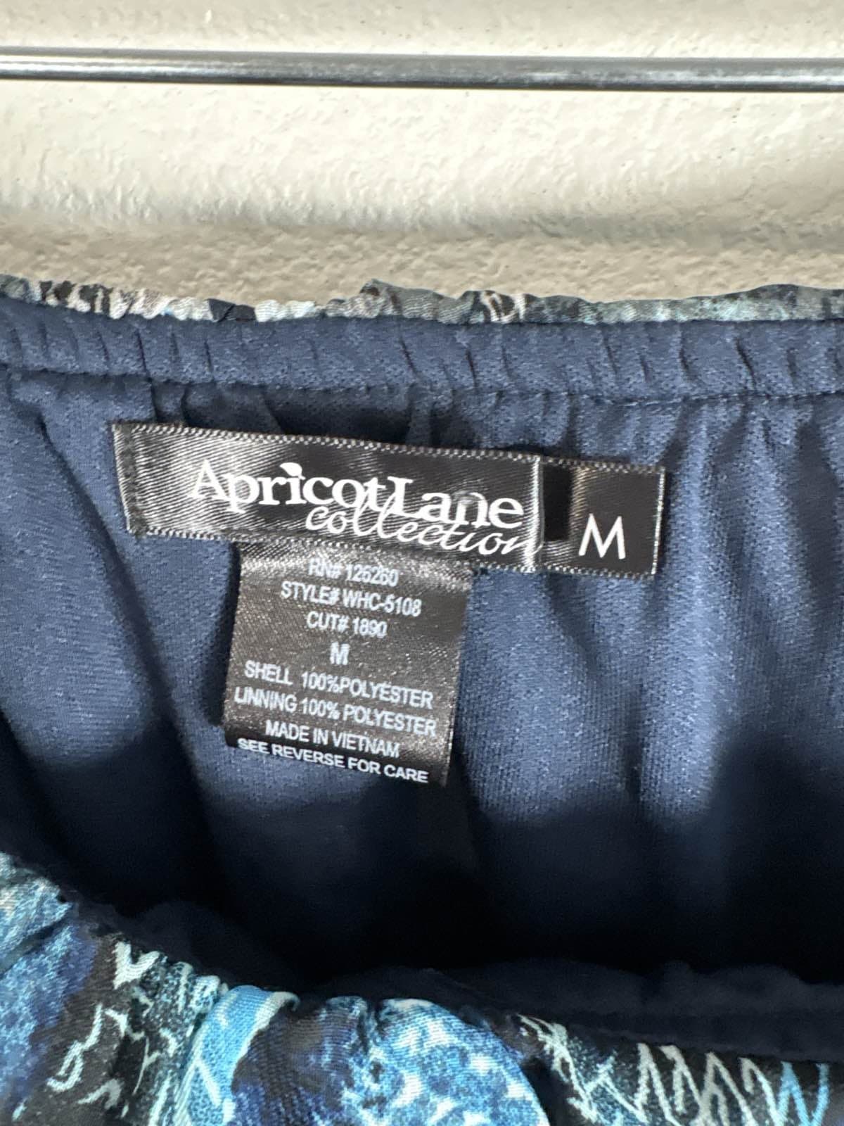 Apricot Lane Collection Women's M Blue Abstract Print Pleated Tube top - Thumbnail 4
