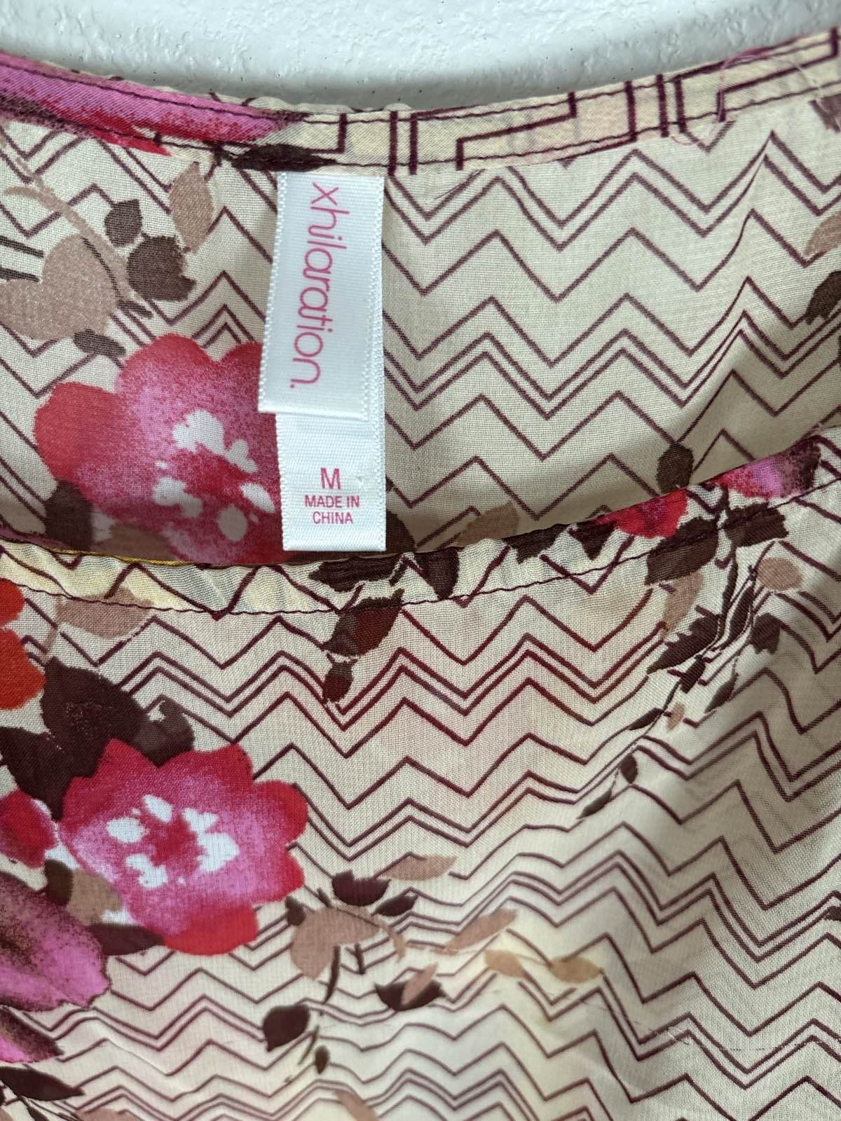 Xhilaration Womens M Multicolor Floral Chevron Sleeveless Blouse - Thumbnail 2