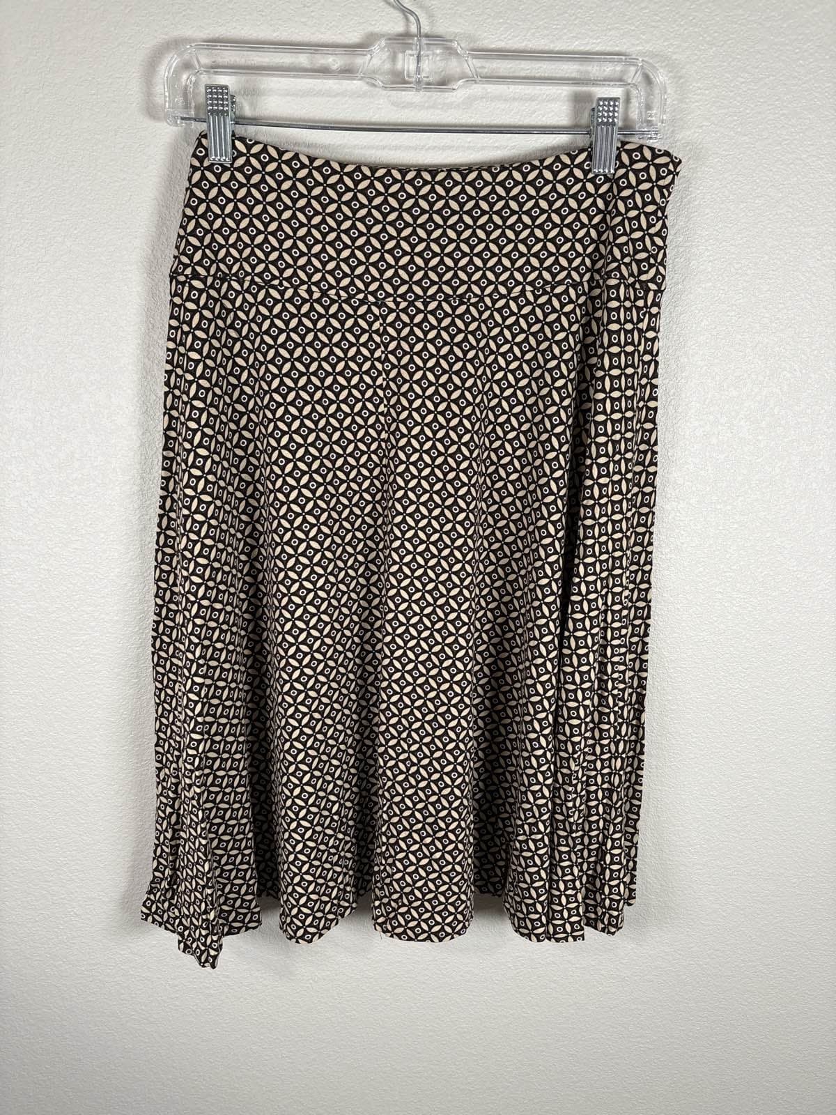 New York & Co. Womens Black Beige Geometric Pull On Midi Skirt M - Thumbnail 5