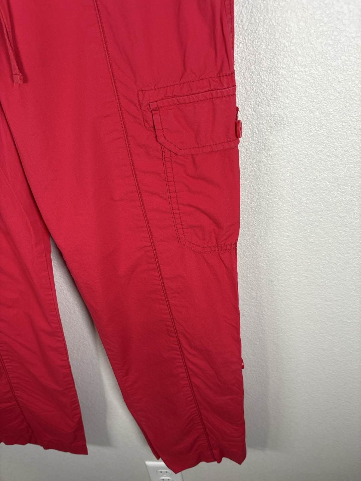 JOE'S Women's Red Cargo Pants Drawstring Elastic Waist Trousers 10 - Thumbnail 2