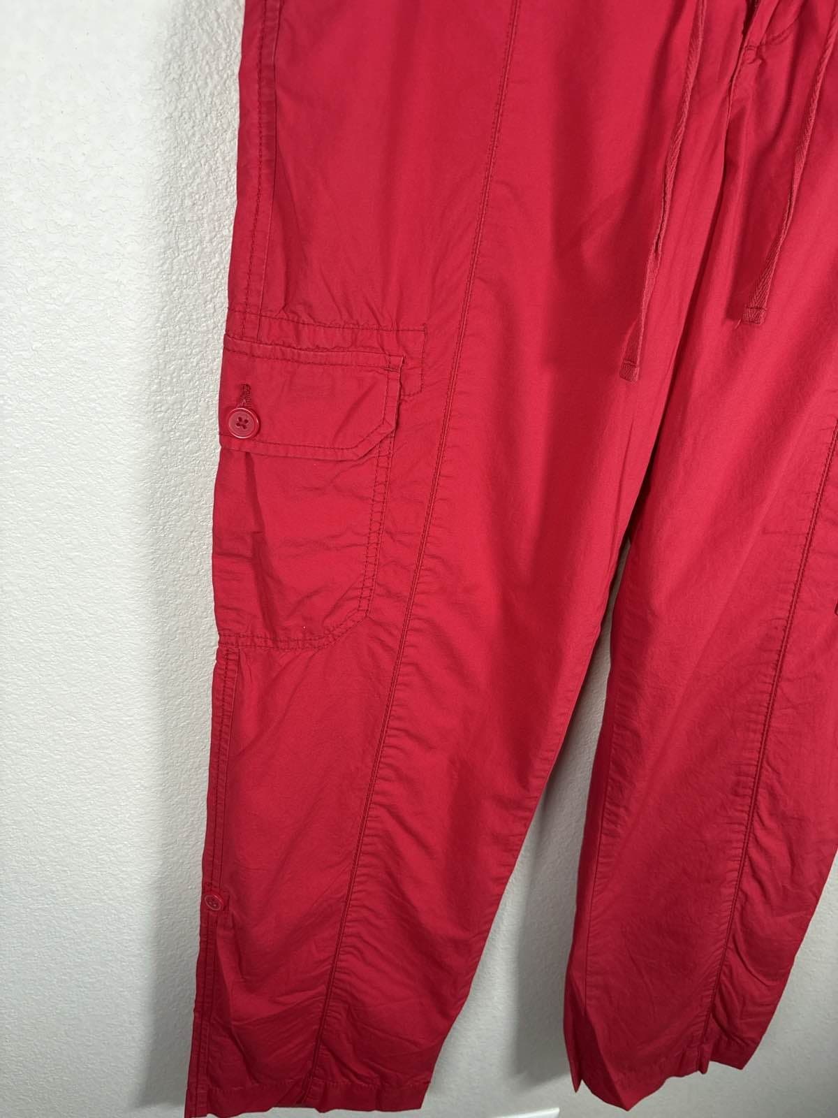 JOE'S Women's Red Cargo Pants Drawstring Elastic Waist Trousers 10 - Thumbnail 3