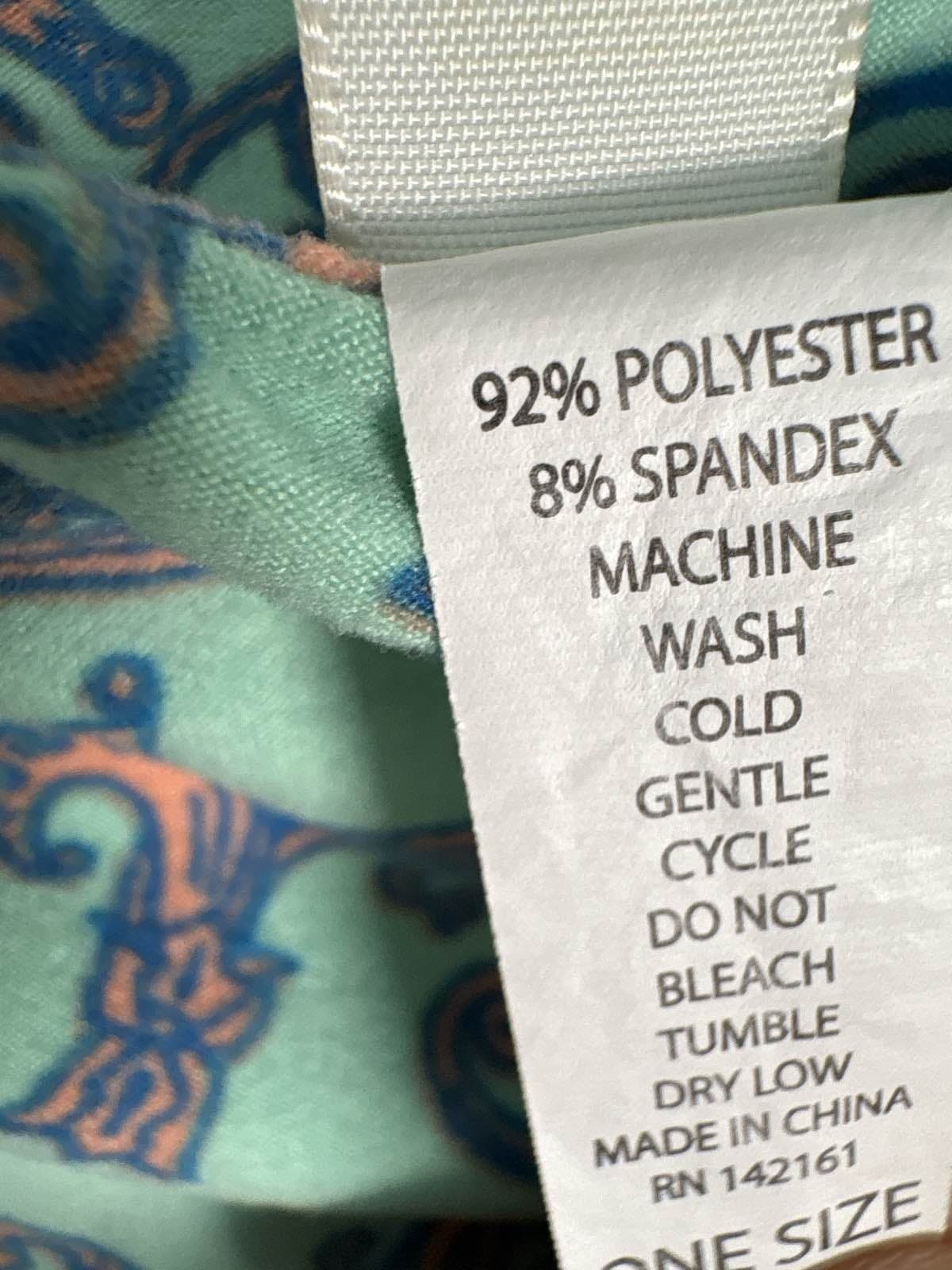 LuLaRoe OS Leggings Teal Green Orange Blue Paisley Floral - Thumbnail 3