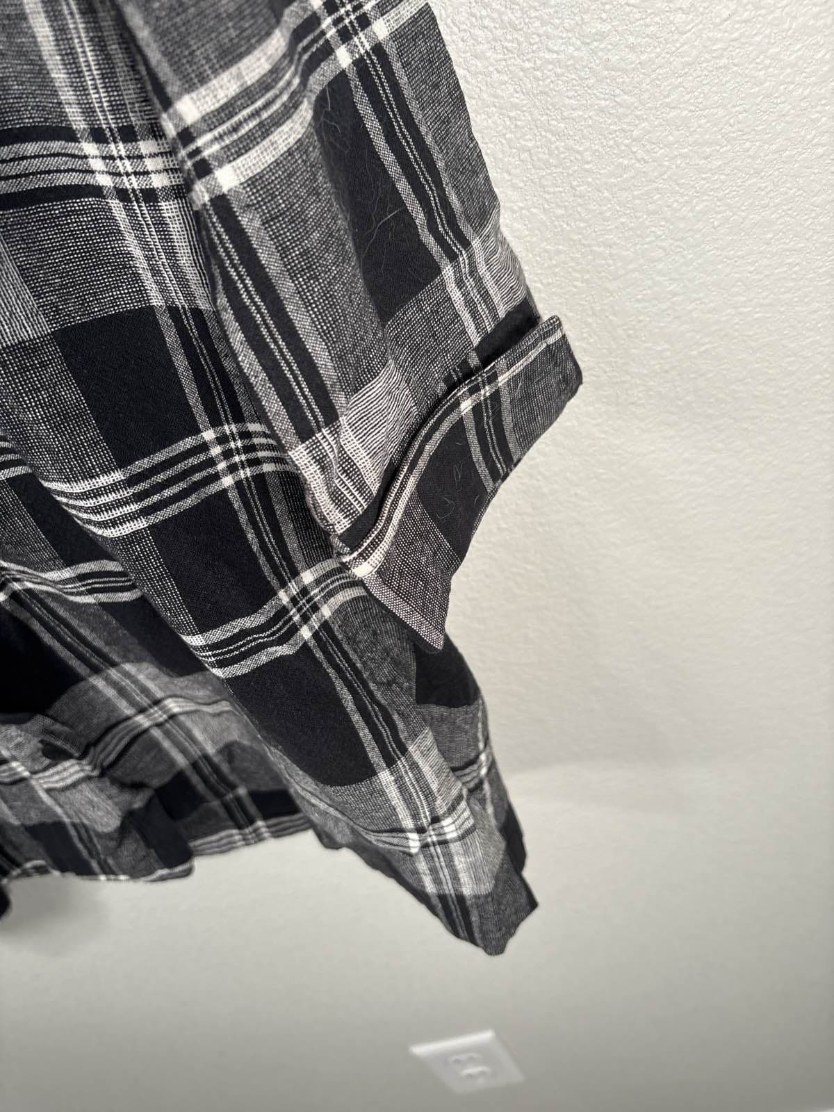 Christopher & Banks Womens Black Plaid Flannel Button Up Shirt M - Thumbnail 2