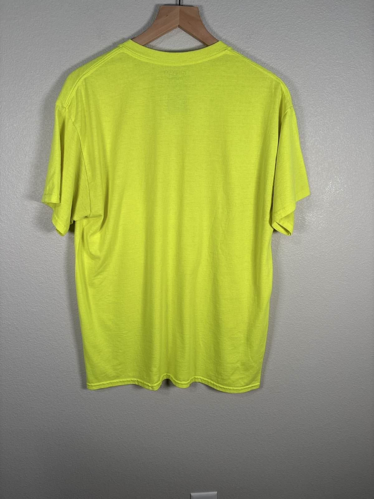 Gildan DryBlend Men's T-Shirt Short Sleeve Neon Yellow Crew Neck Tee 8000 L - Thumbnail 3