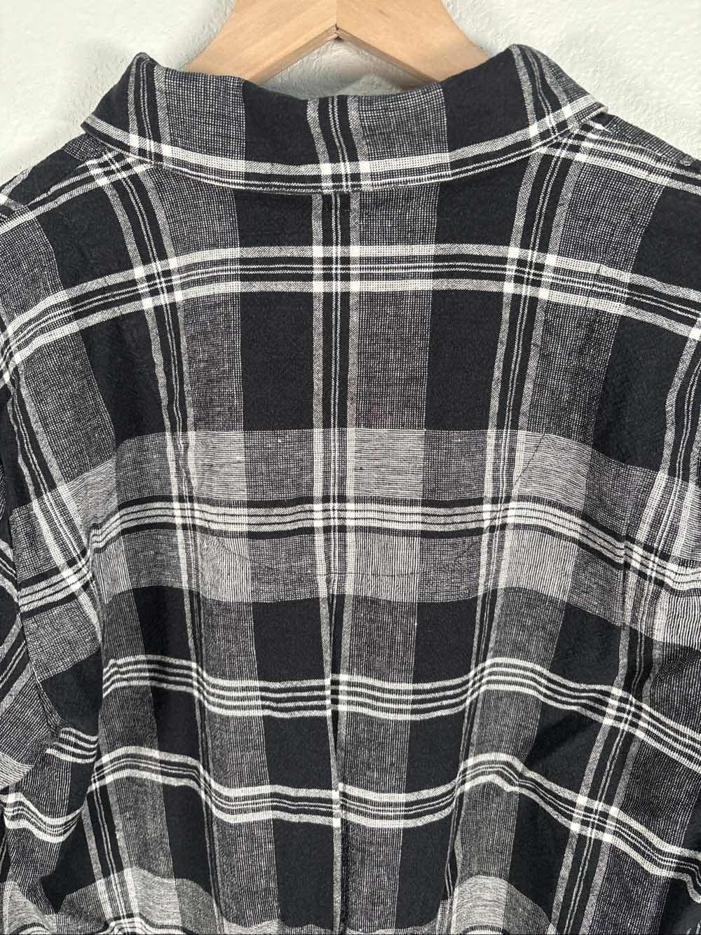 Christopher & Banks Womens Black Plaid Flannel Button Up Shirt M - Thumbnail 6