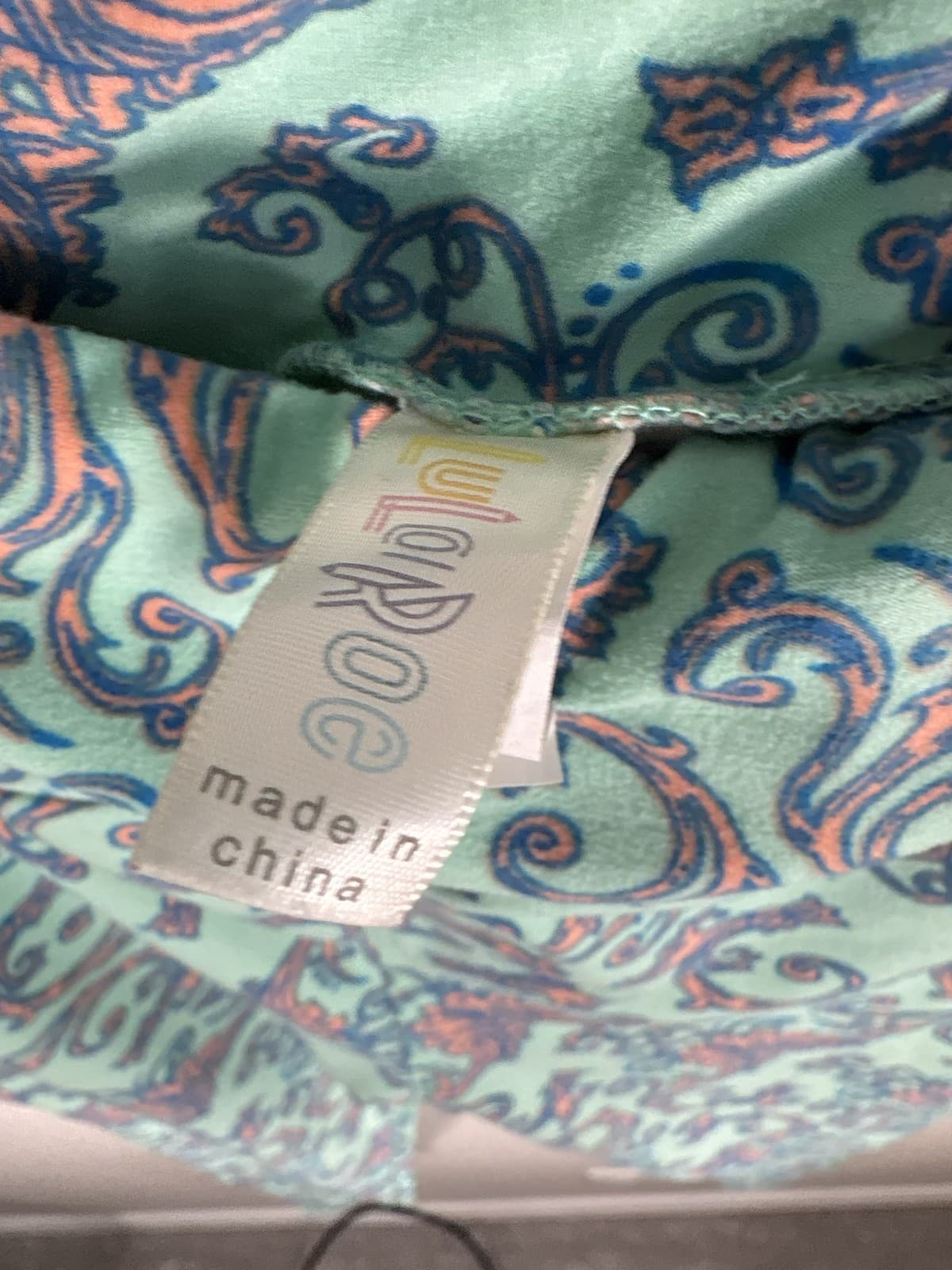 LuLaRoe OS Leggings Teal Green Orange Blue Paisley Floral - Thumbnail 2