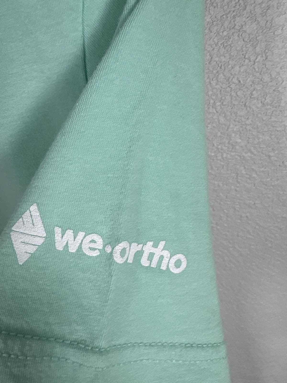We Ortho Unisex S Turquoise Cotton Crewneck T-Shirt - Thumbnail 4