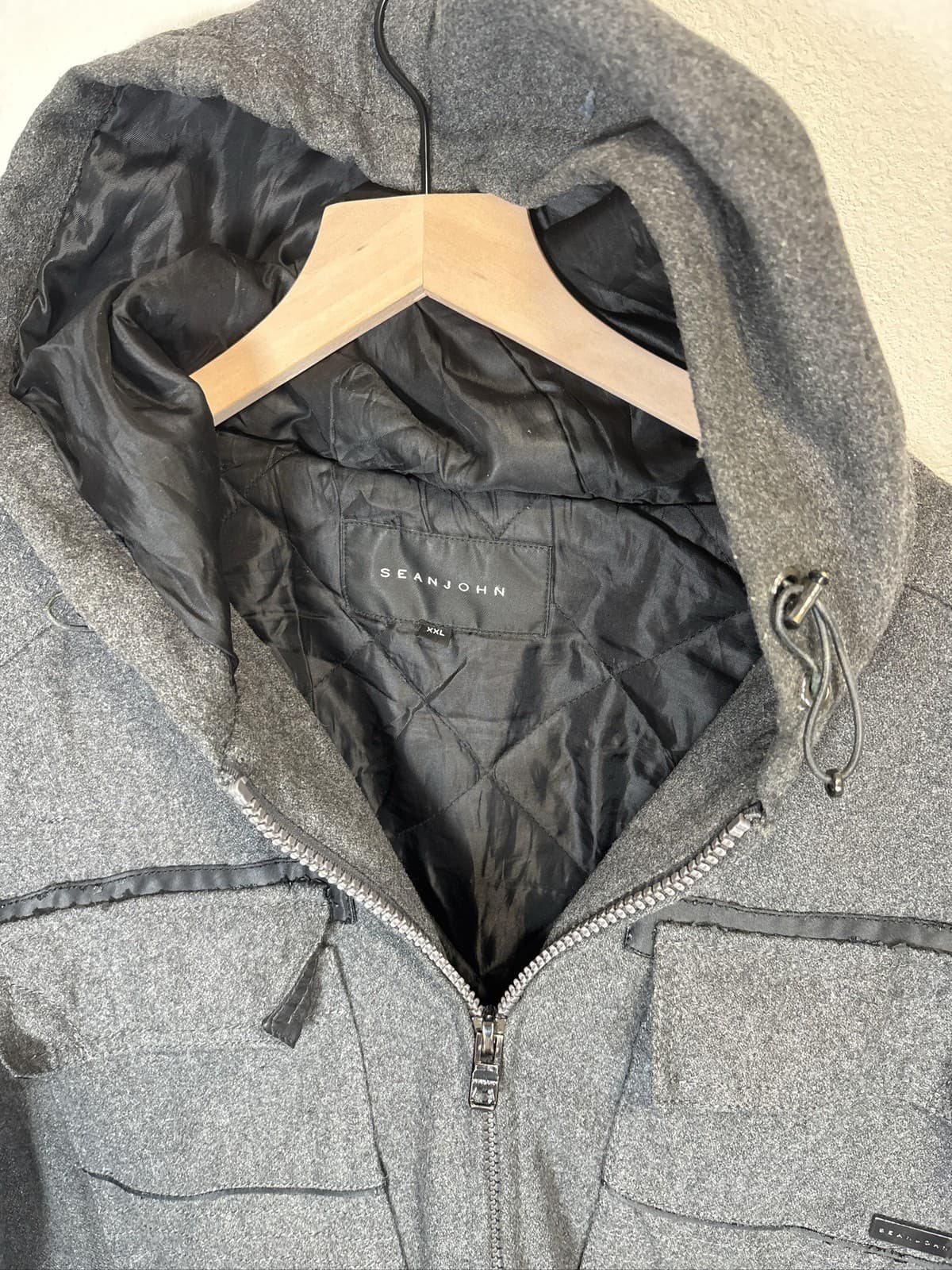 Sean John Men's Gray Wool Blend Bomber Jacket - Thumbnail 2
