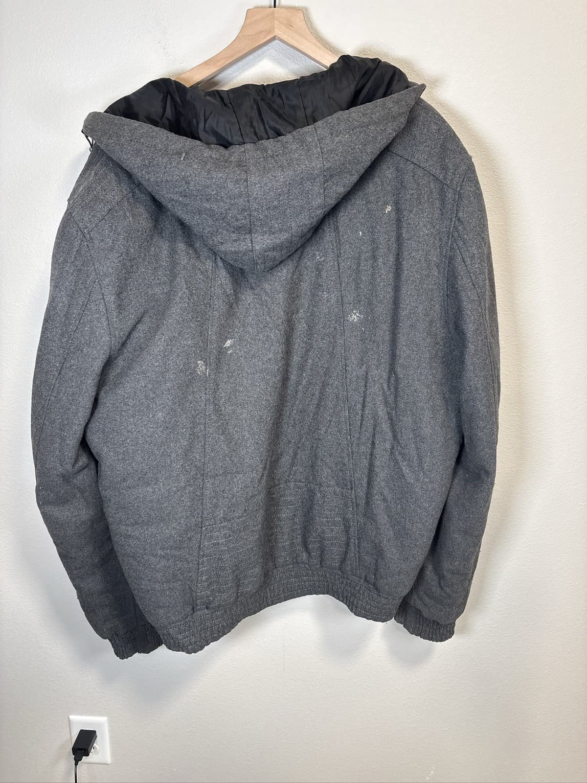 Sean John Men's Gray Wool Blend Bomber Jacket - Thumbnail 6