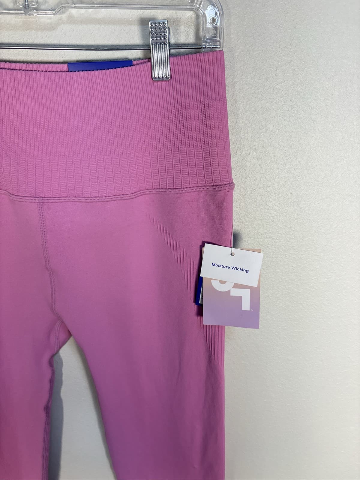 JoyLab High-Rise Seamless Ribbed 7/8 Leggings Pink Medium Womens - Thumbnail 2