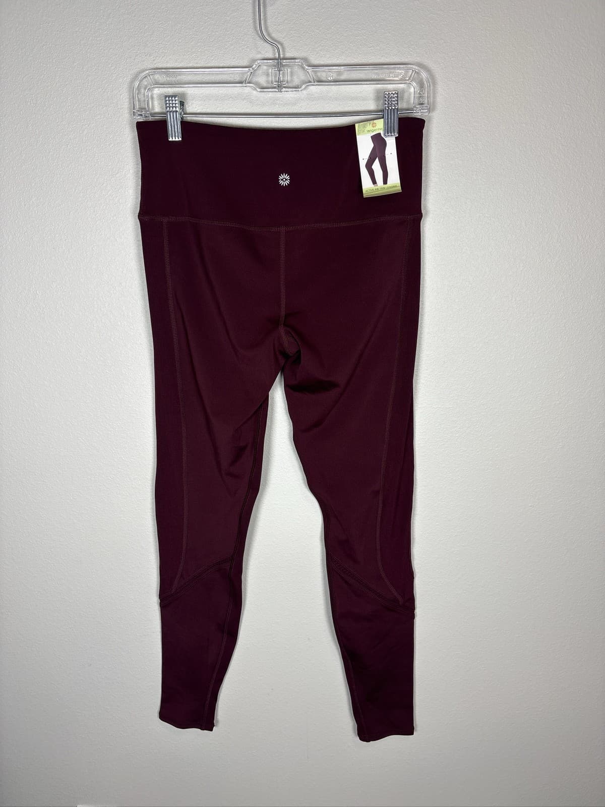 Tangerine Womens Active Rib Trim Legging Port Rose Plum Maroon Small - Thumbnail 3