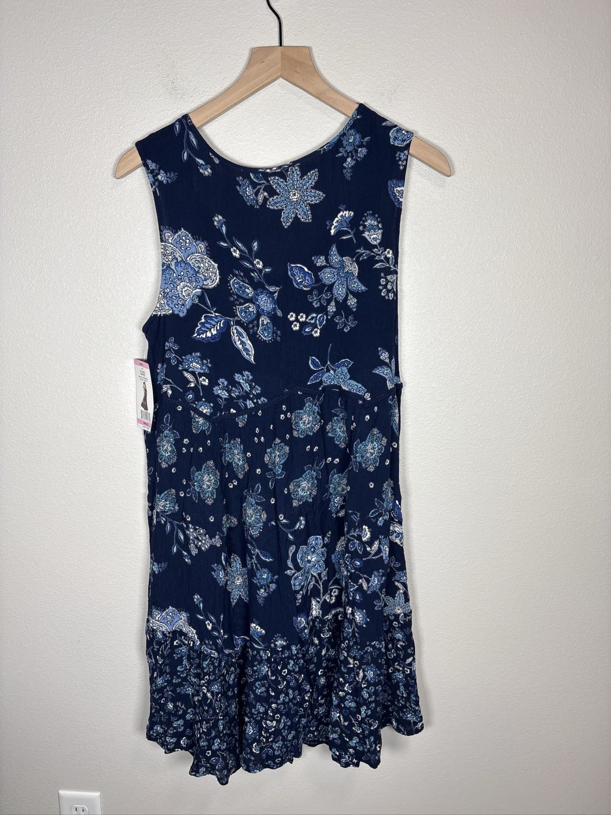 Bila Womens Small Blue Floral Babydoll Mini Dress Boho Cottagecore - Thumbnail 4