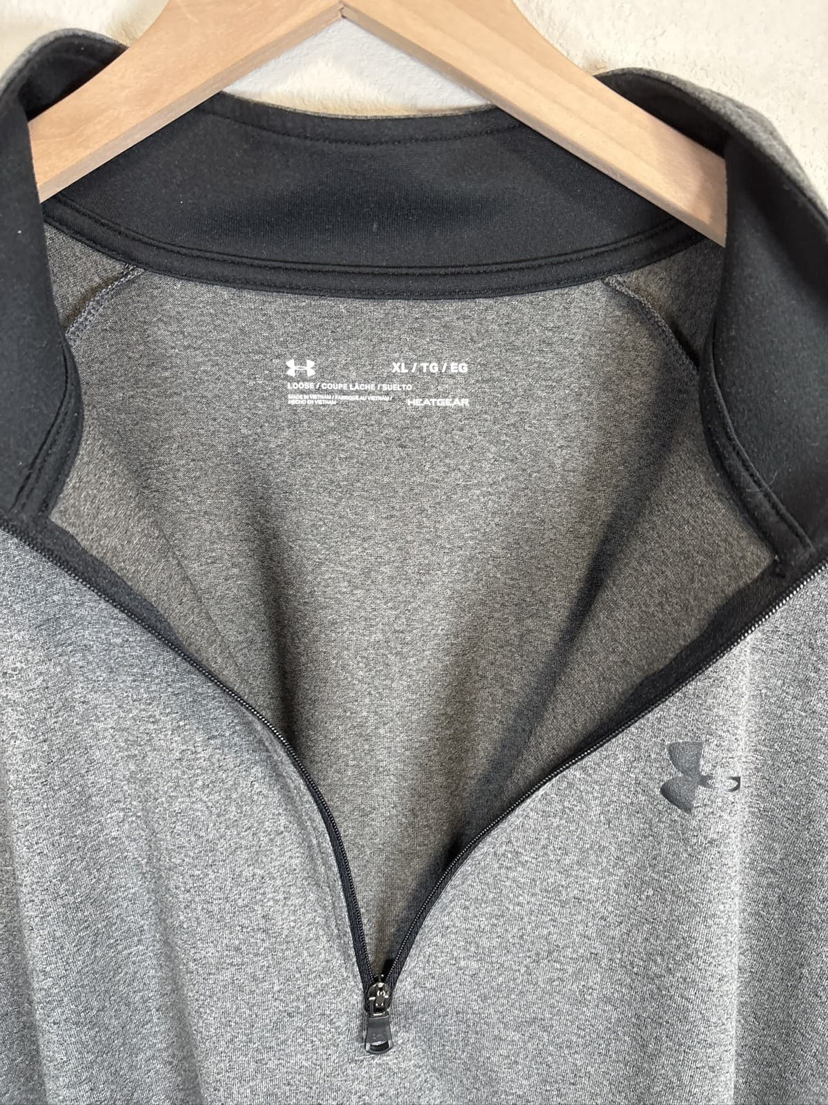 Under Armour Men's Gray HeatGear 1/4 Zip Pullover Long Sleeve Loose Fit - Thumbnail 2