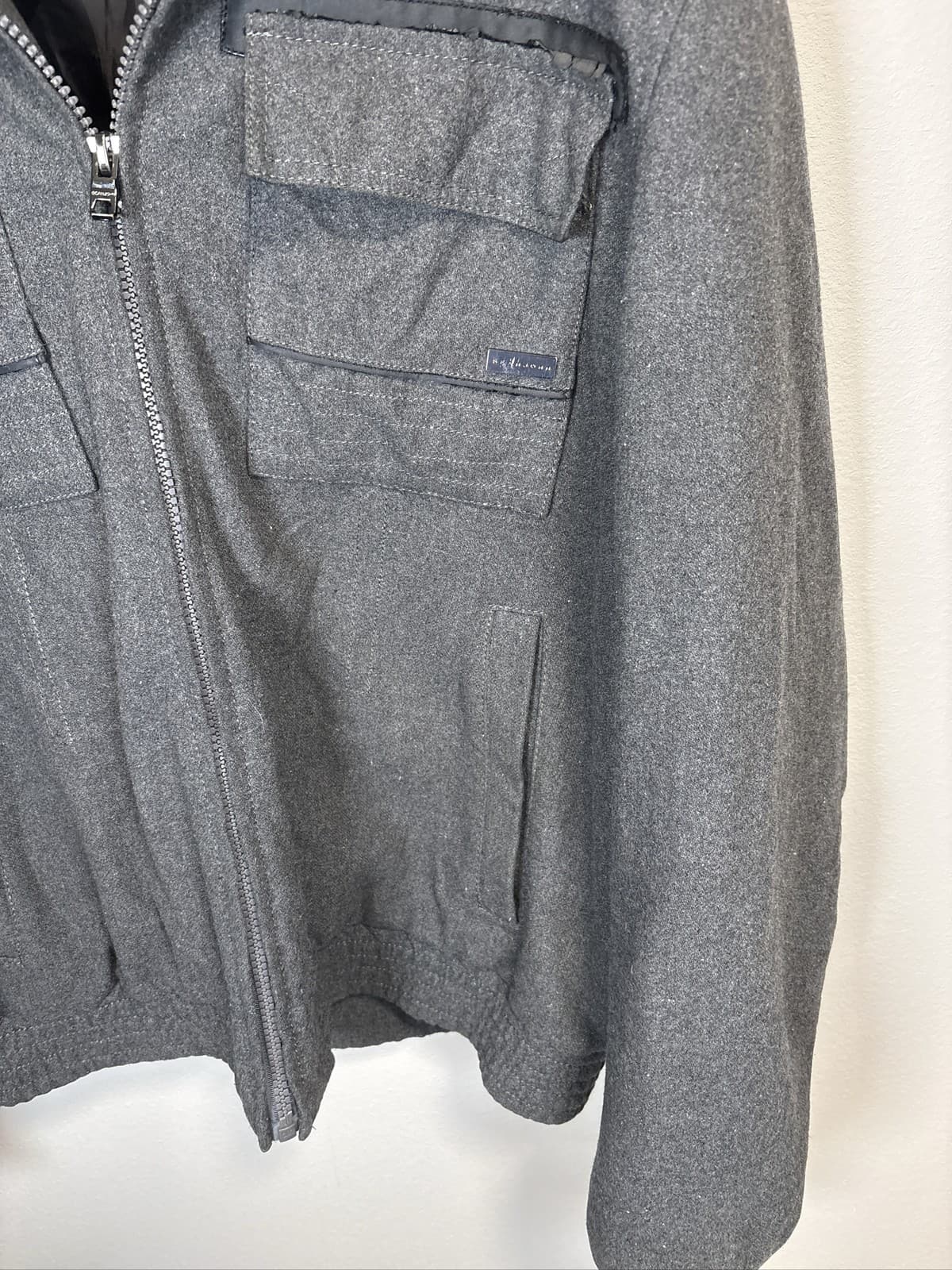Sean John Men's Gray Wool Blend Bomber Jacket - Thumbnail 3