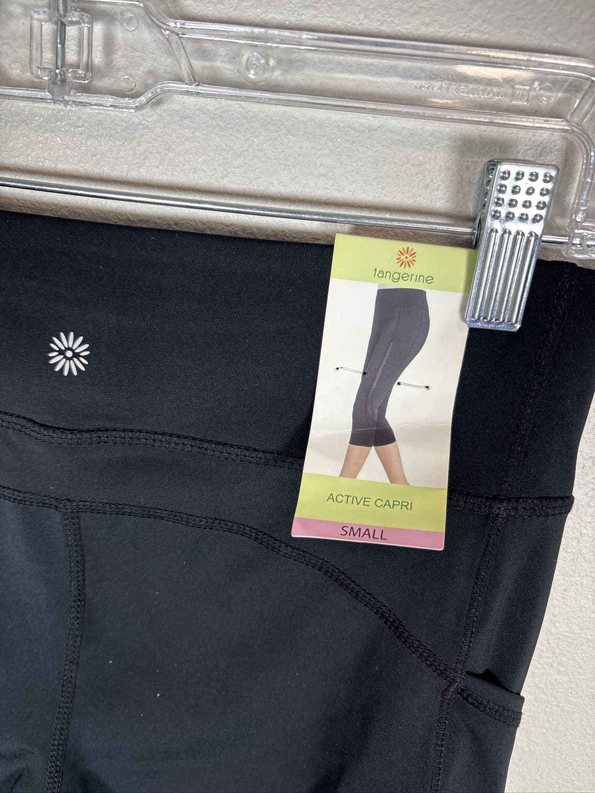 Tangerine Womens Black Active Capri Leggings with Pockets Size Small - Thumbnail 2