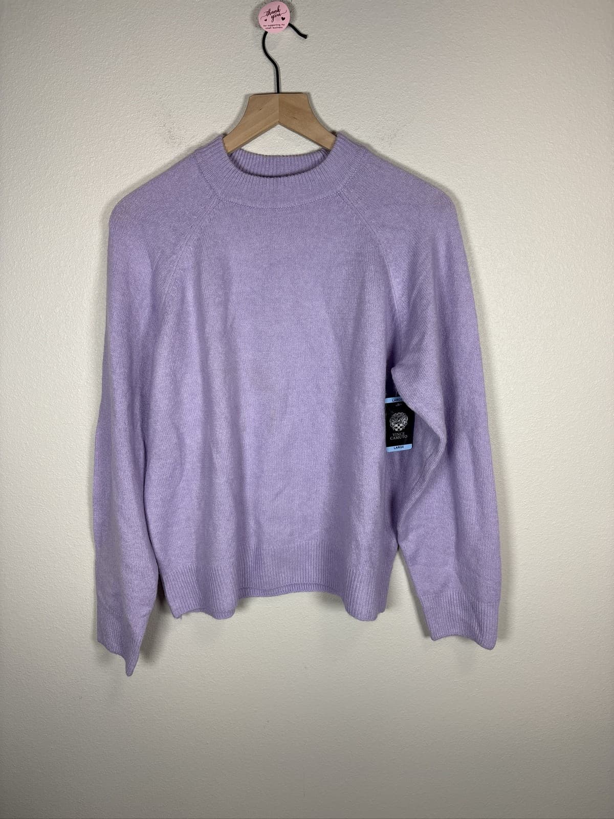 Vince Camuto Women's Crew Neck Sweater Azalea Lavender Large