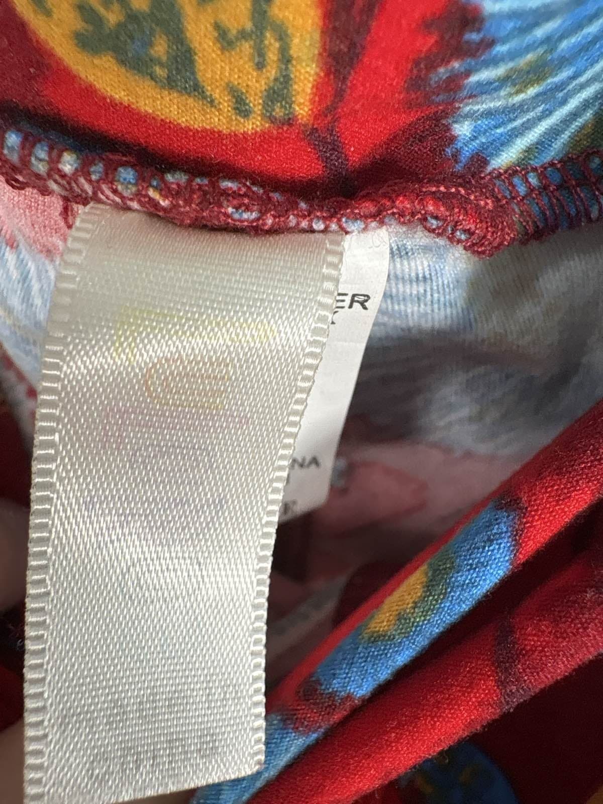 LuLaRoe OS Leggings Red Blue Yellow Floral Abstract Print - Thumbnail 2