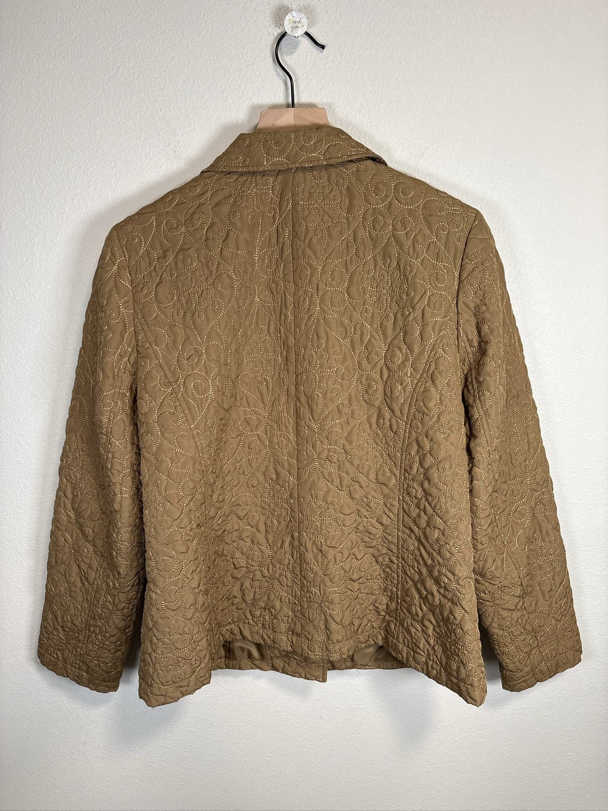 REQUIREMENTS Women's M Quilted Floral Button Jacket Brown Lightweight L - Thumbnail 3