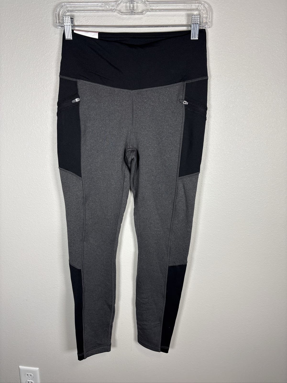 Active Life Fleece Lined Leggings Women Small Gray Black Pockets - Thumbnail 3