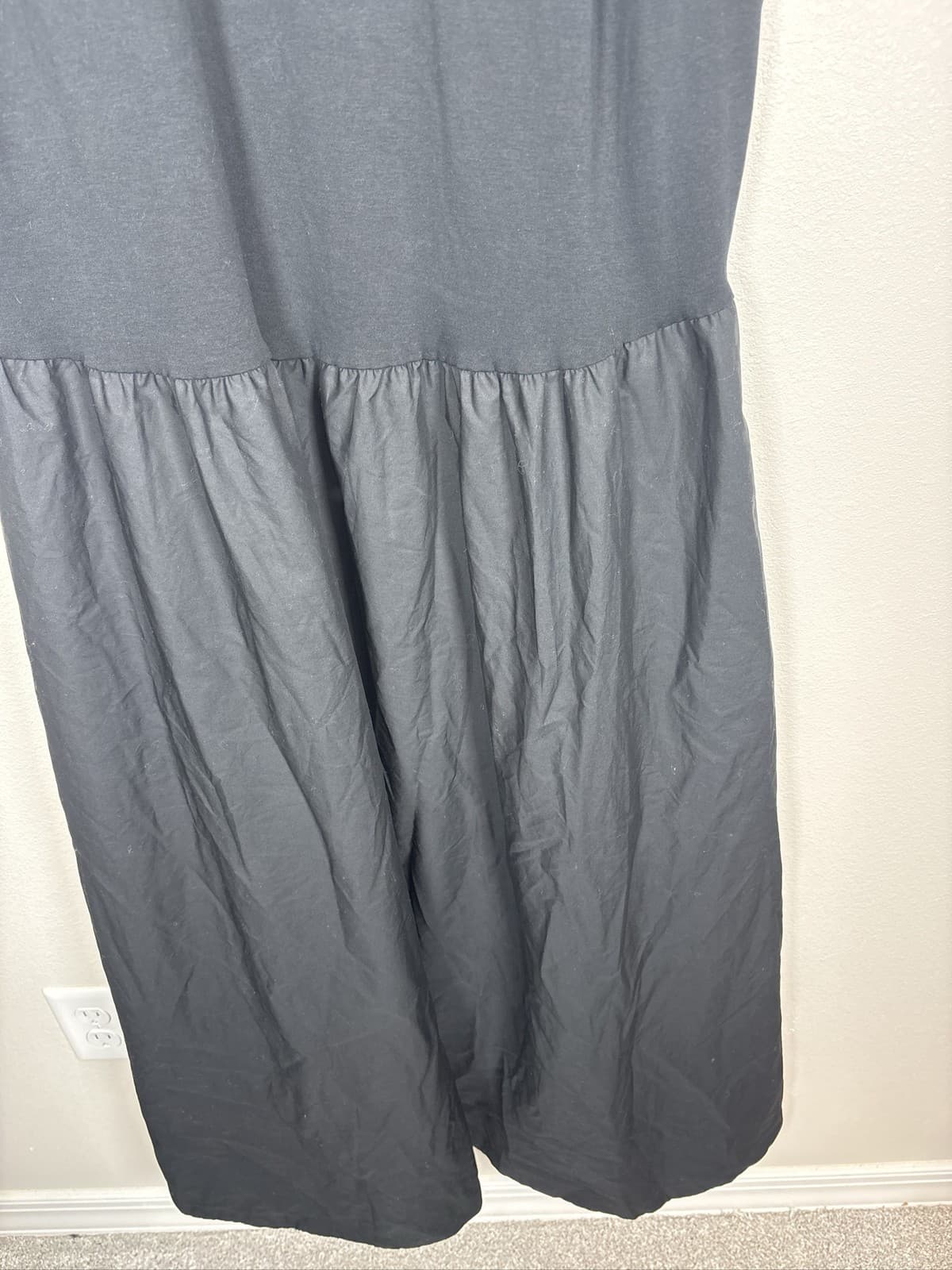 A New Day Womens XXL Black Mock Neck Mixed Media Poplin Midi Dress - Thumbnail 3