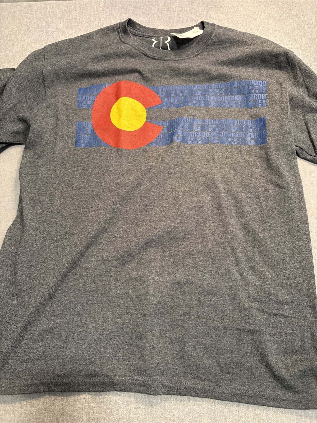 New Robin Ruth Colorado Flag T-Shirt Men's L Grey Short Sleeve State Graphic Tee - Thumbnail 2
