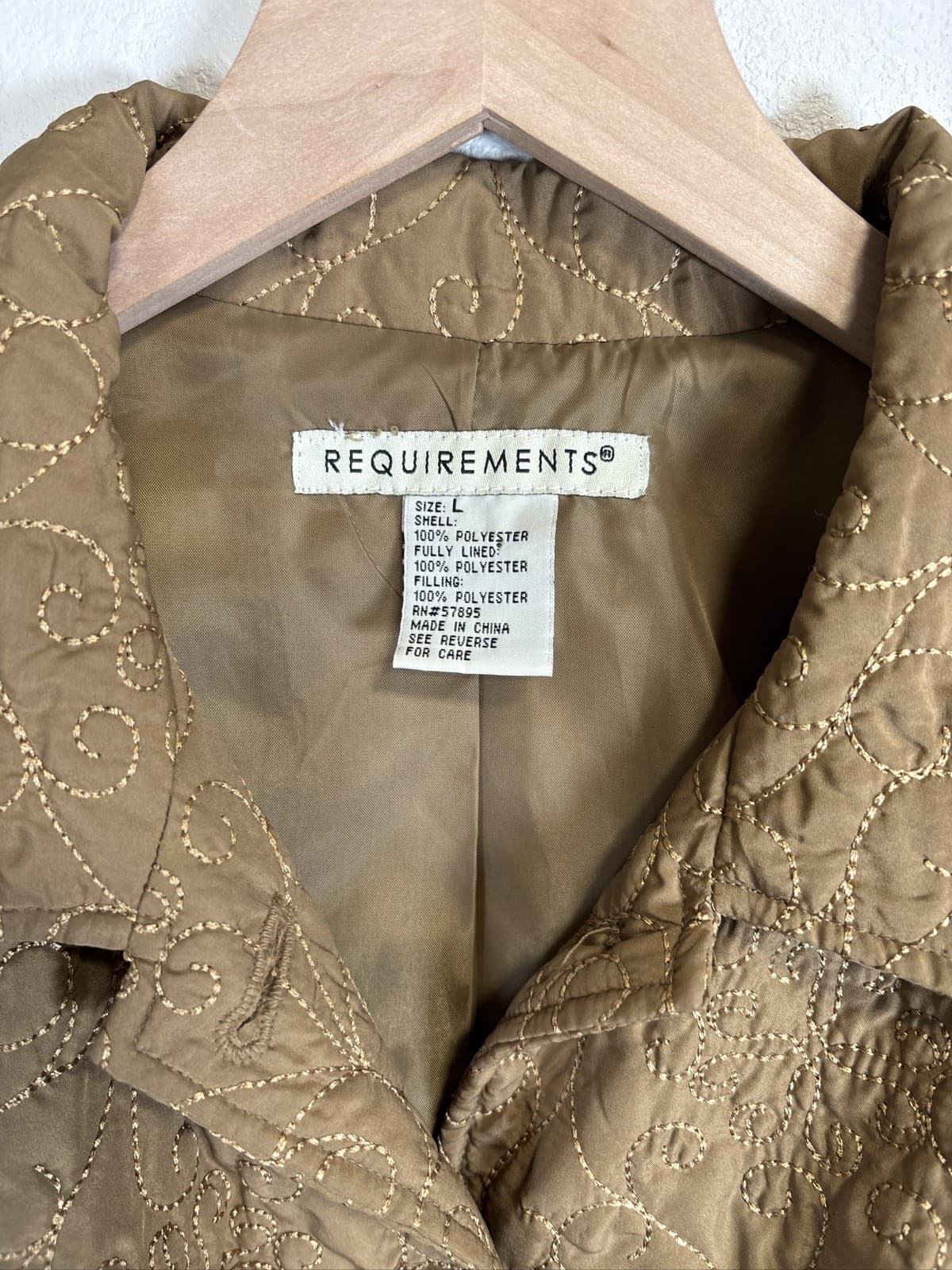 REQUIREMENTS Women's M Quilted Floral Button Jacket Brown Lightweight L - Thumbnail 2