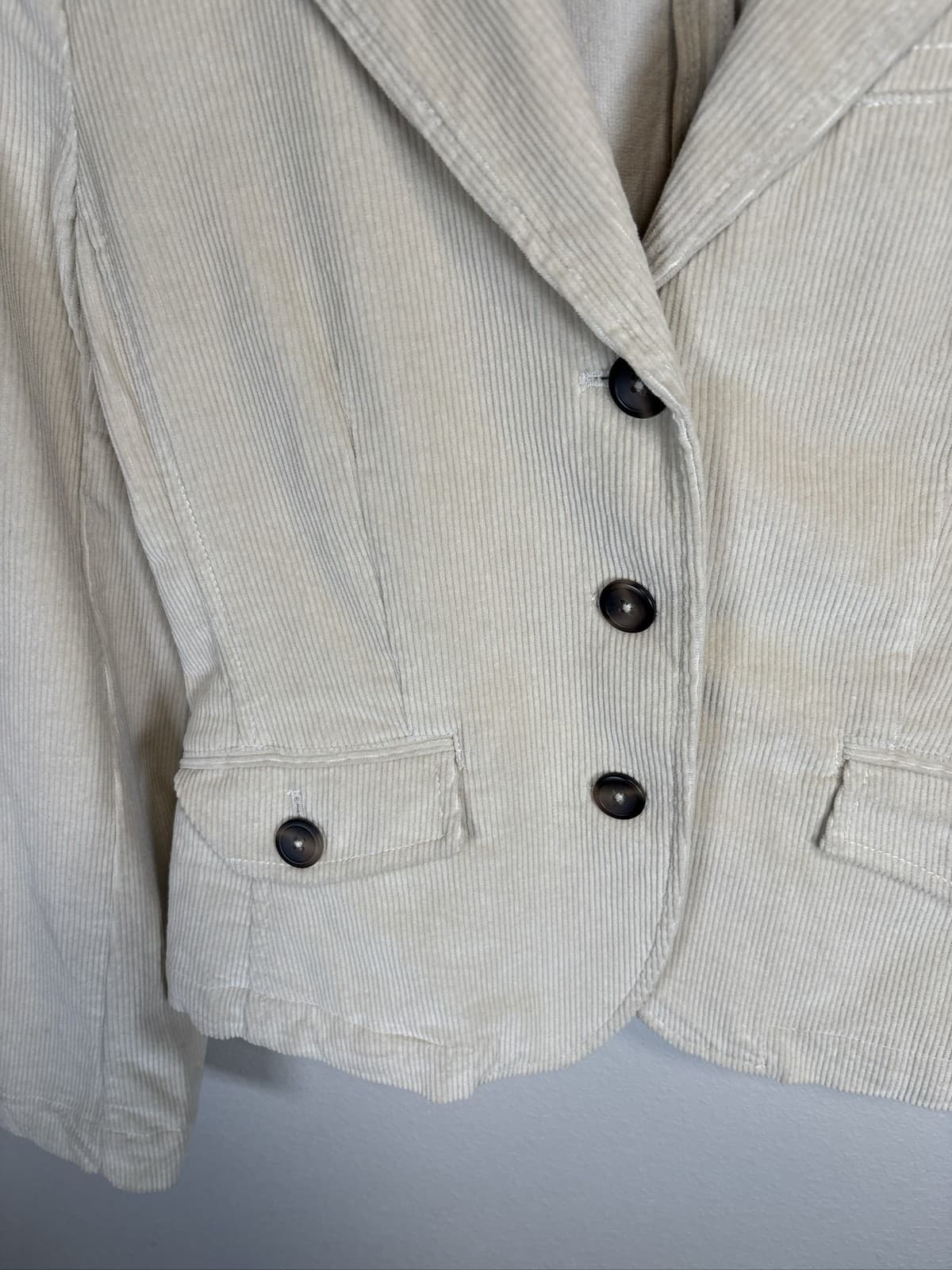 Talbots Women's Tan Corduroy Blazer 4 Pockets Button Academia - Thumbnail 3